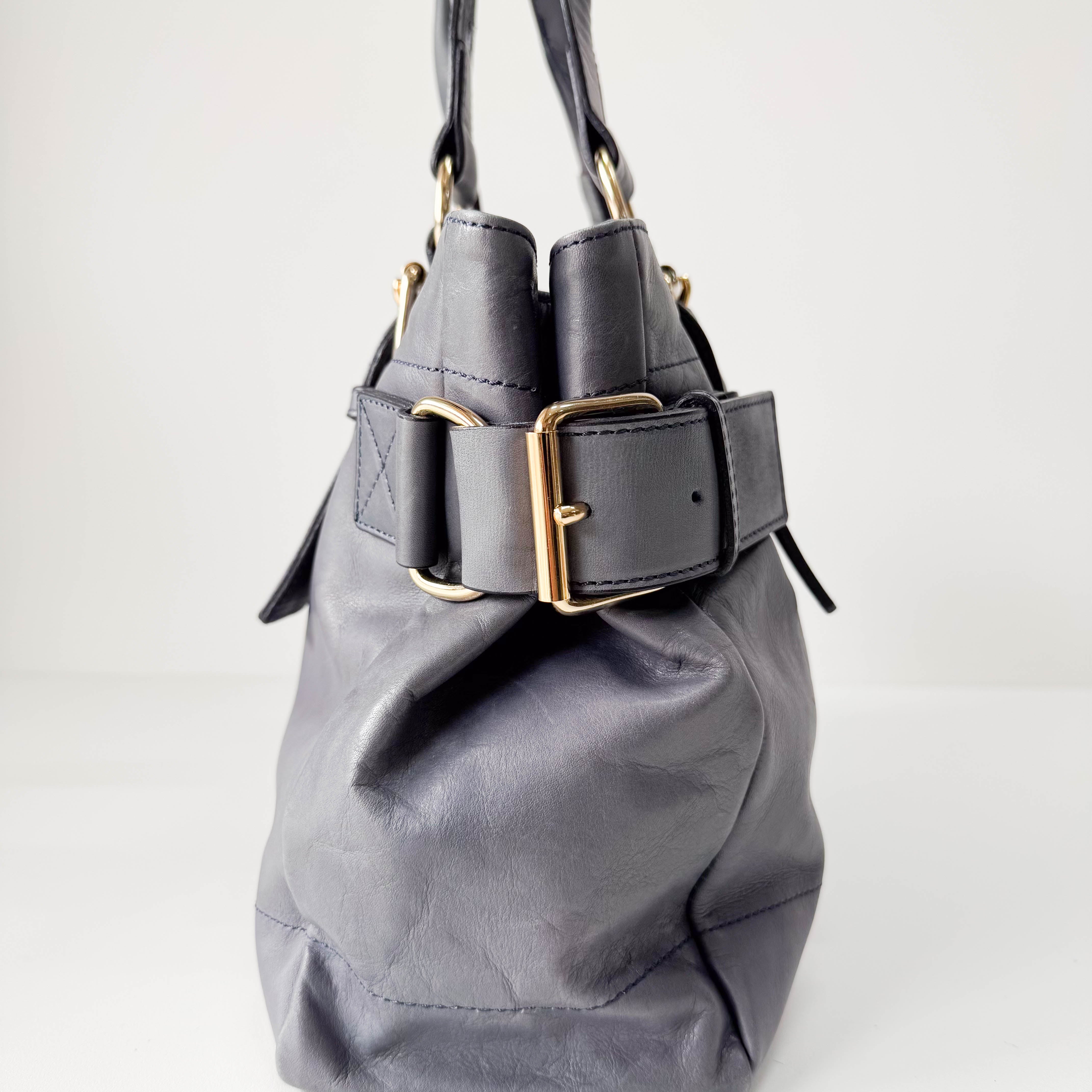 Orb Grey Leather Shoulder Bag