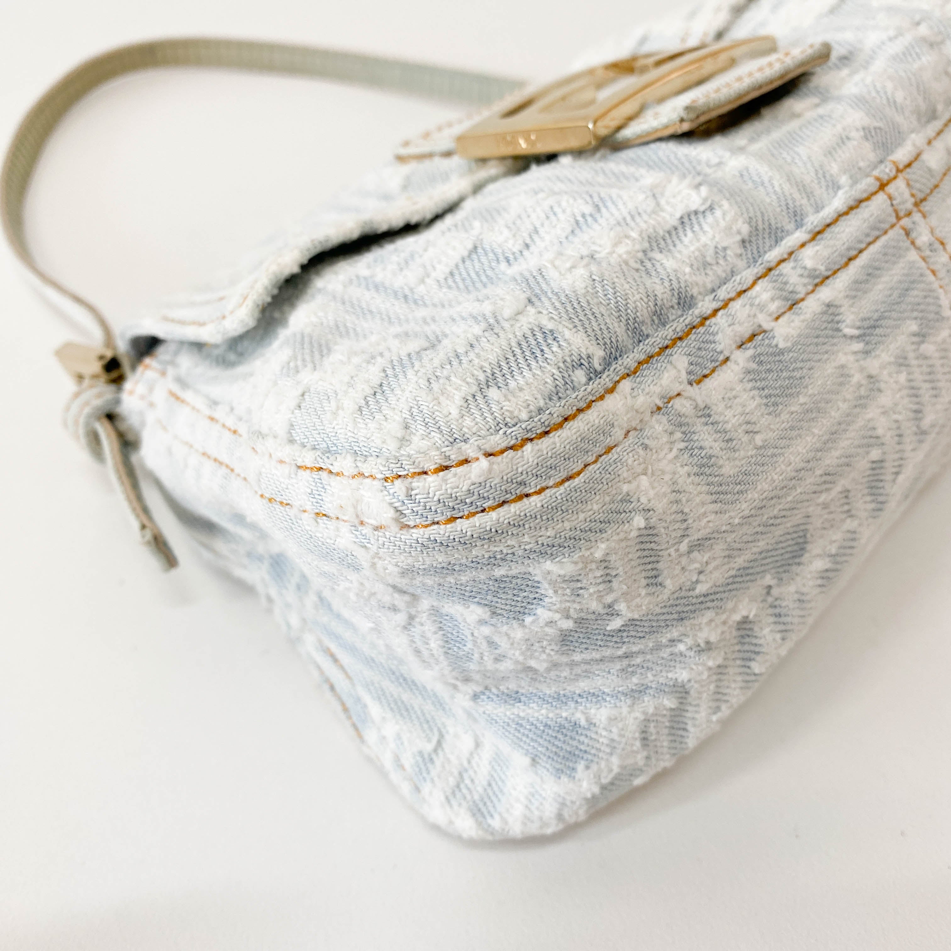Mini Mamma Baguette Zucca Light Blue Denim Bag