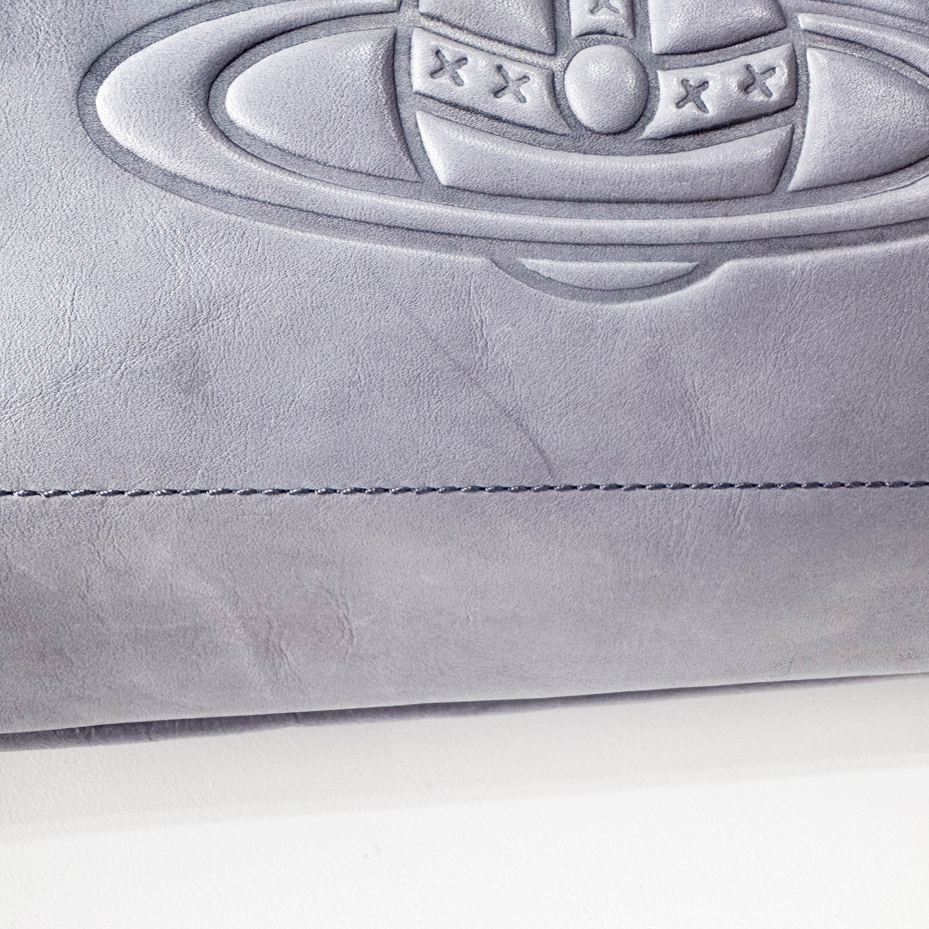 Orb Grey Leather Shoulder Bag