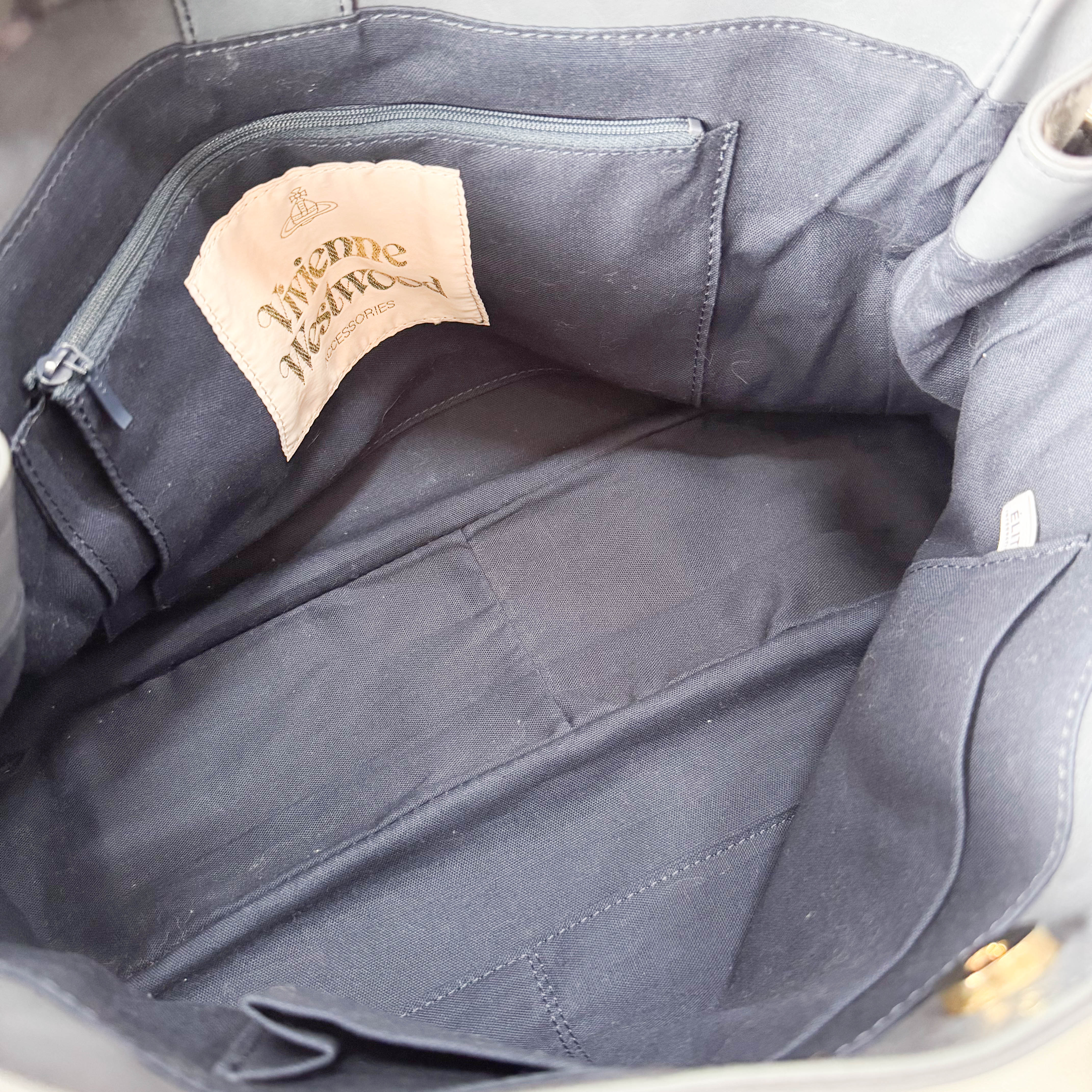 Orb Grey Leather Shoulder Bag