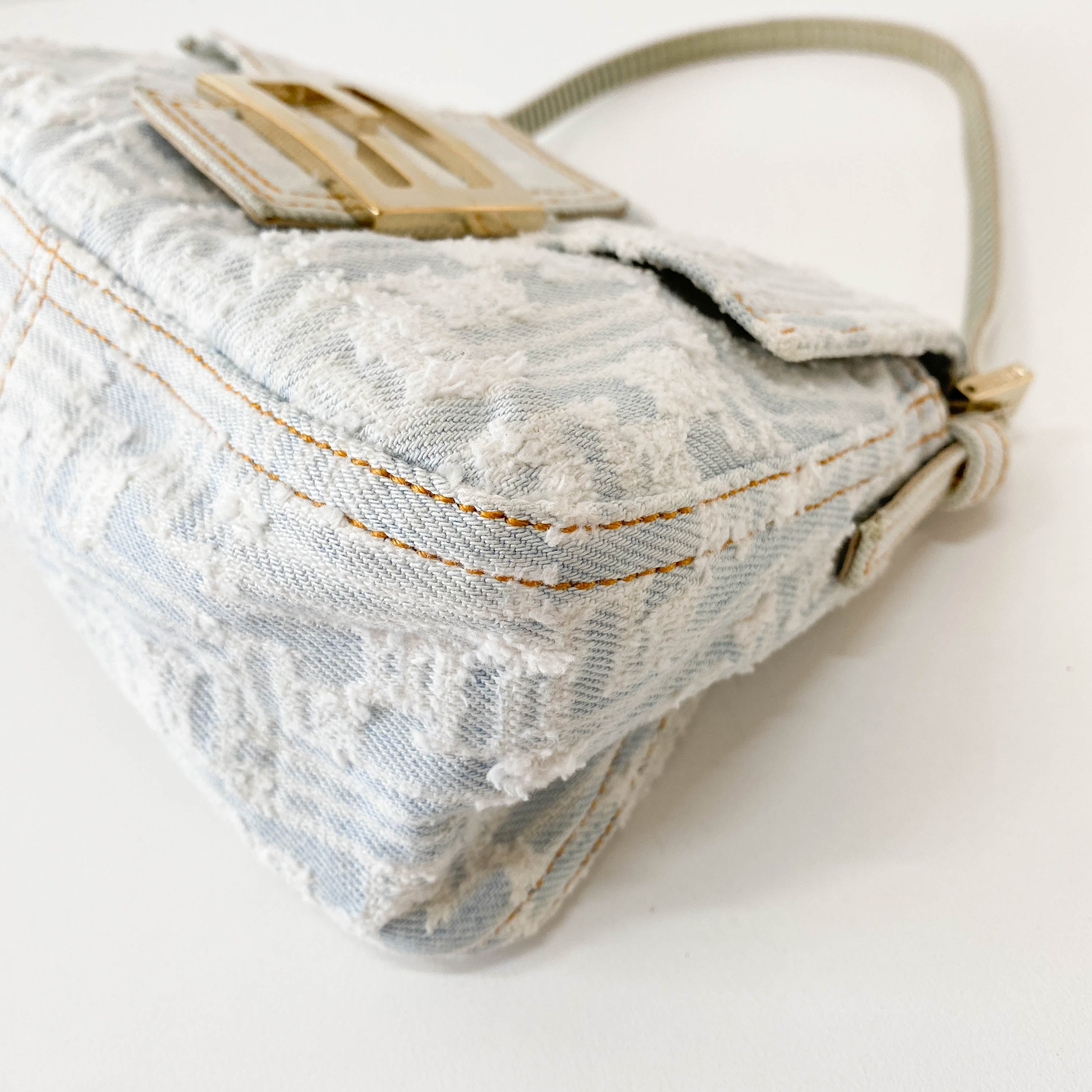Mini Mamma Baguette Zucca Light Blue Denim Bag