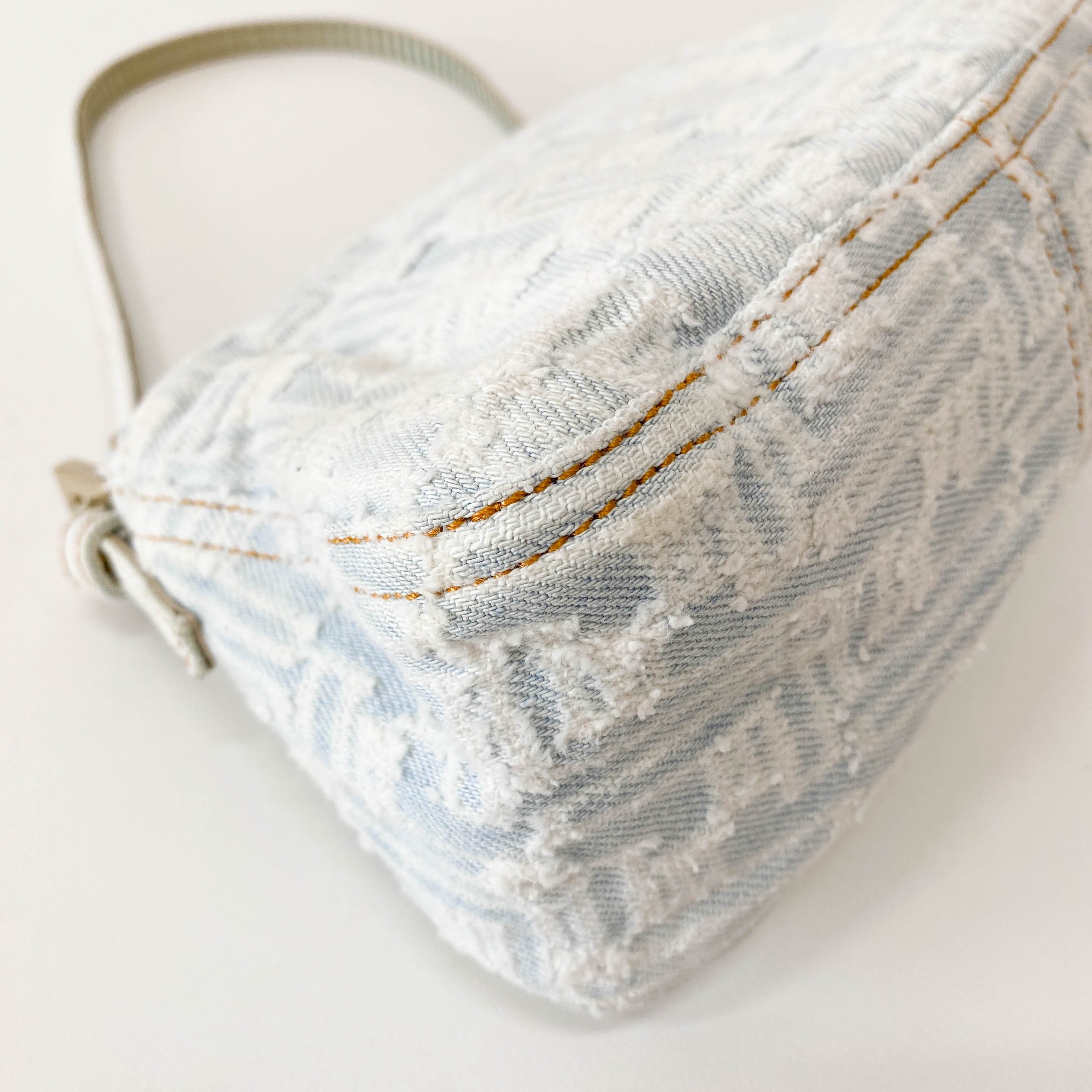 Mini Mamma Baguette Zucca Light Blue Denim Bag