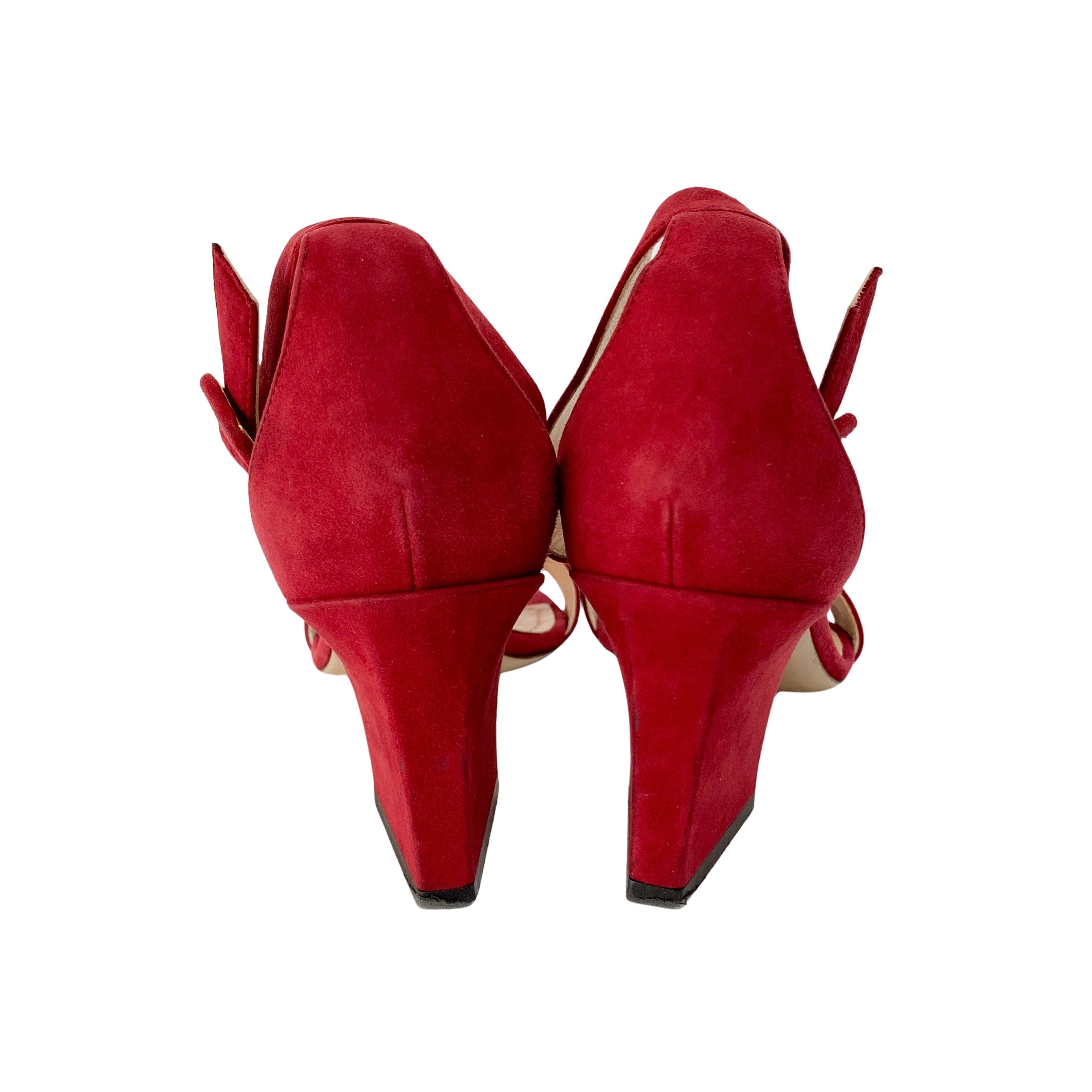 Red Suede Size 37 Strap Heels