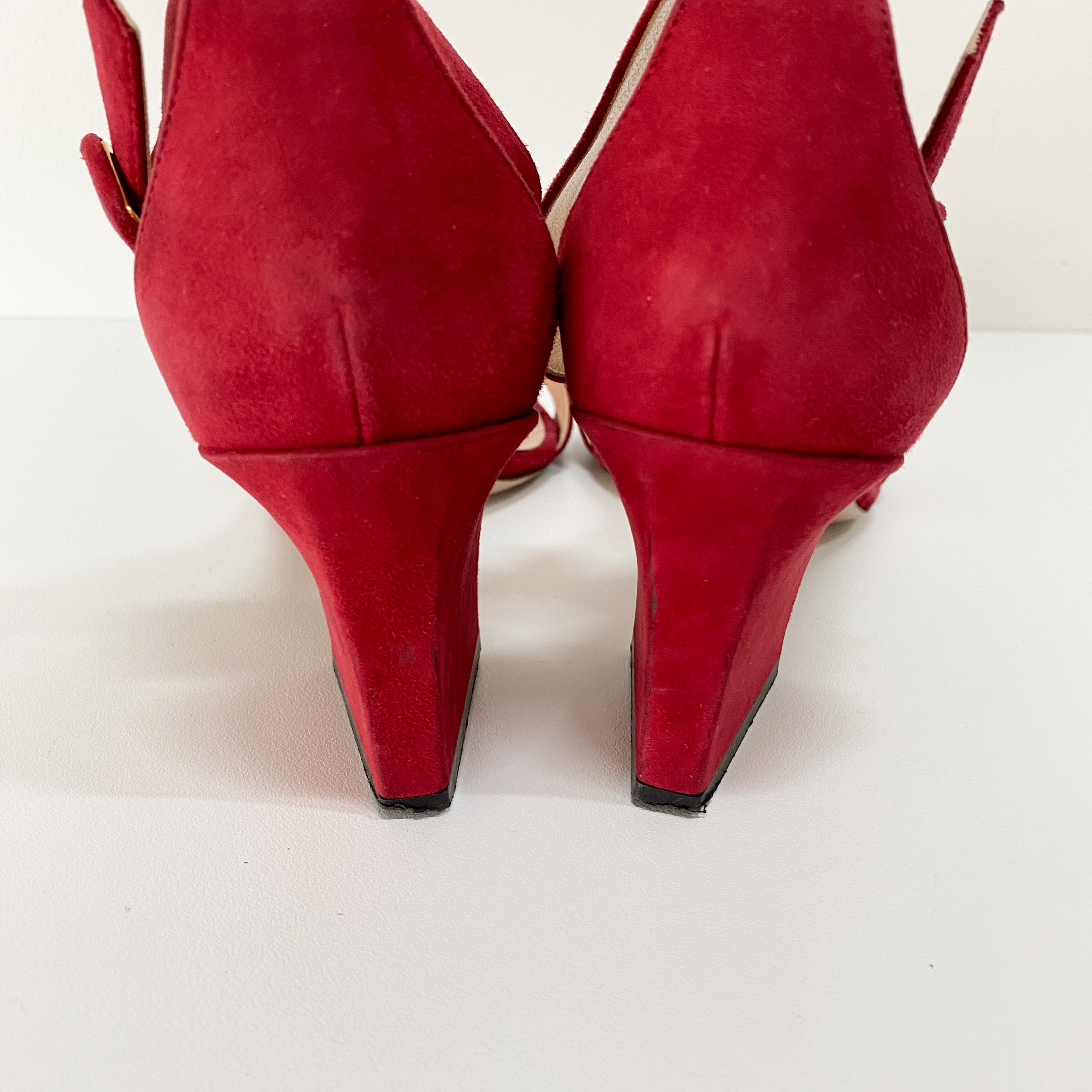 Red Suede Size 37 Strap Heels