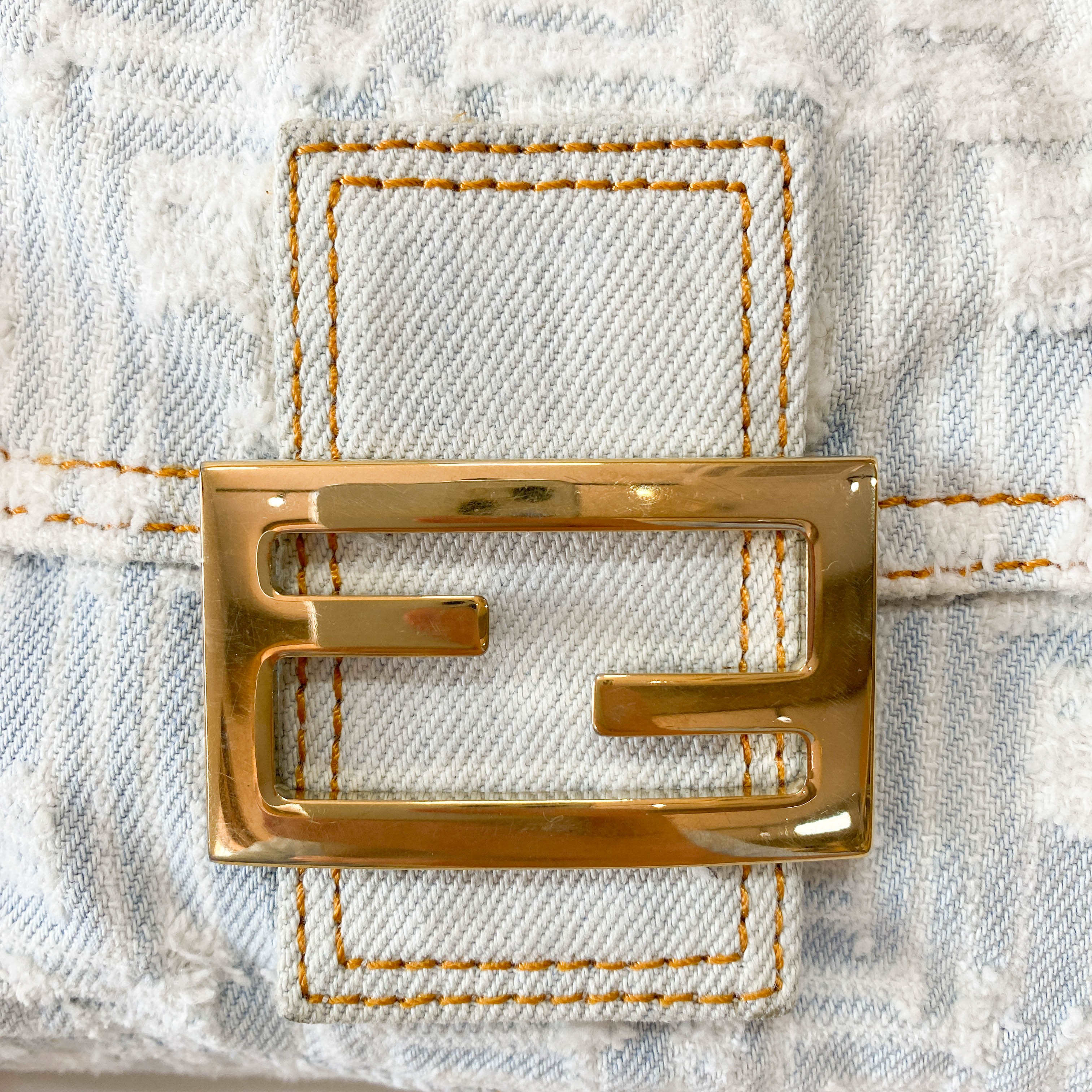 Mini Mamma Baguette Zucca Light Blue Denim Bag