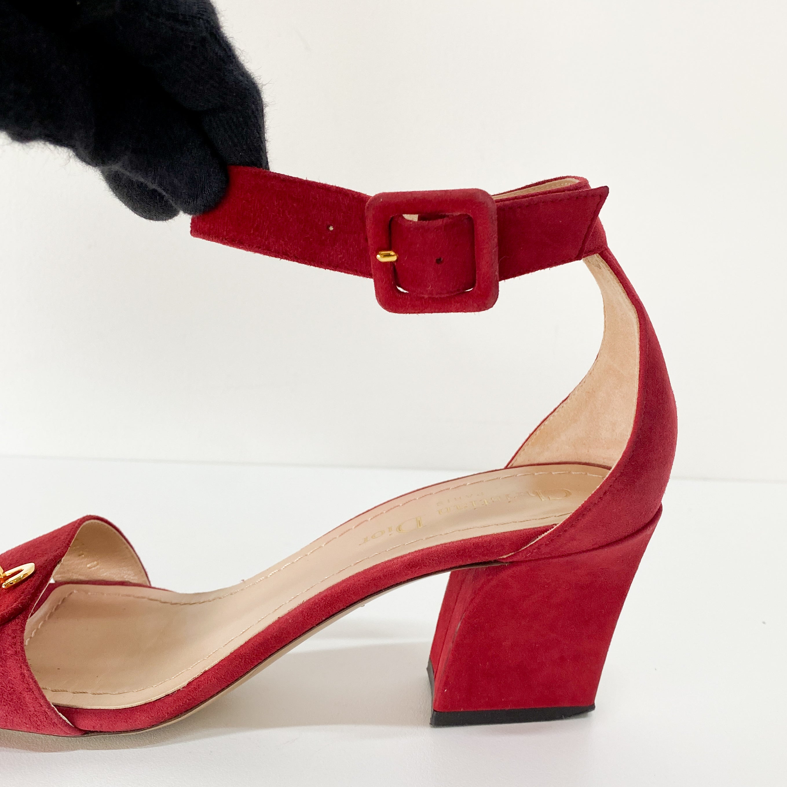 Red Suede Size 37 Strap Heels
