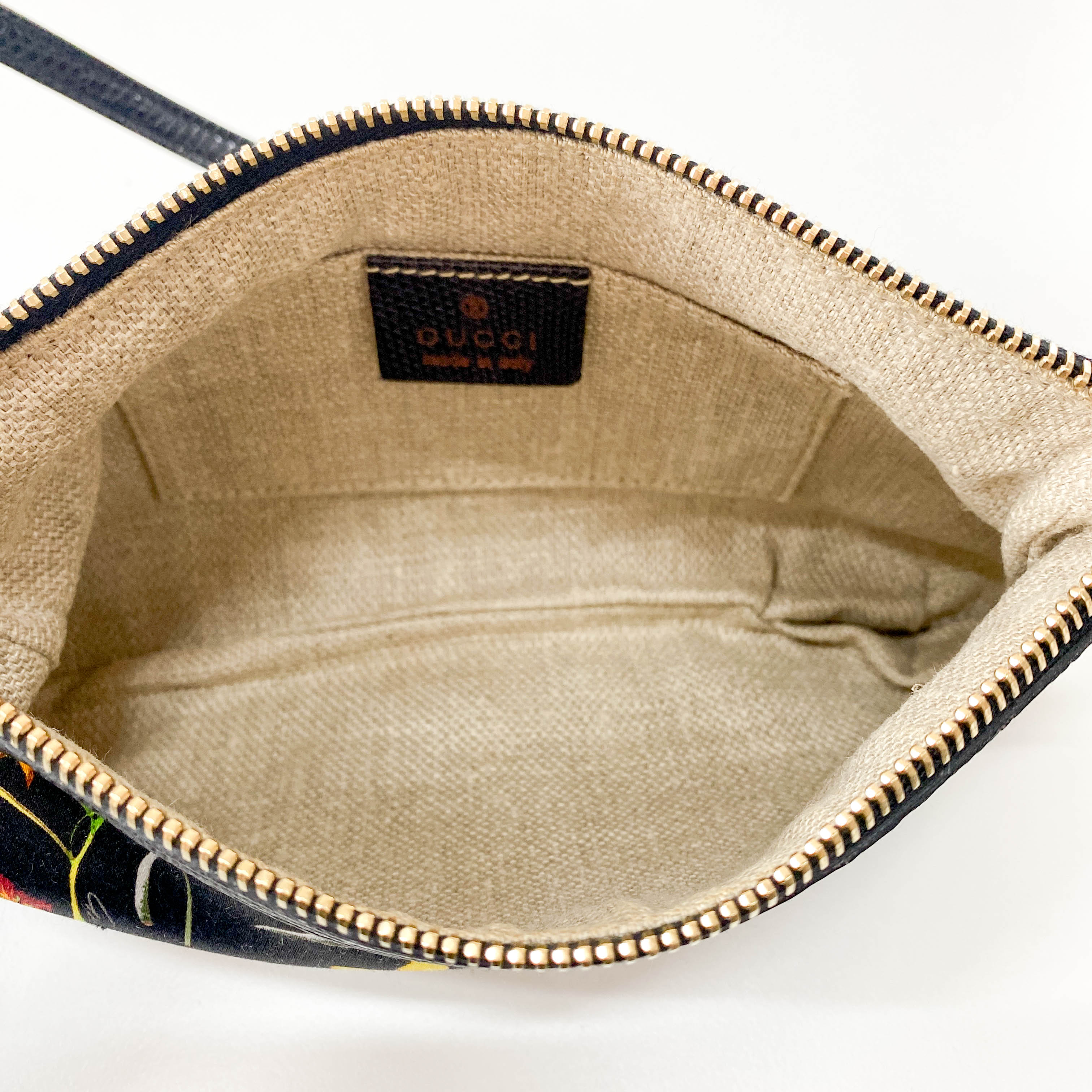 Black Satin with Floral Print Shoulder Bag