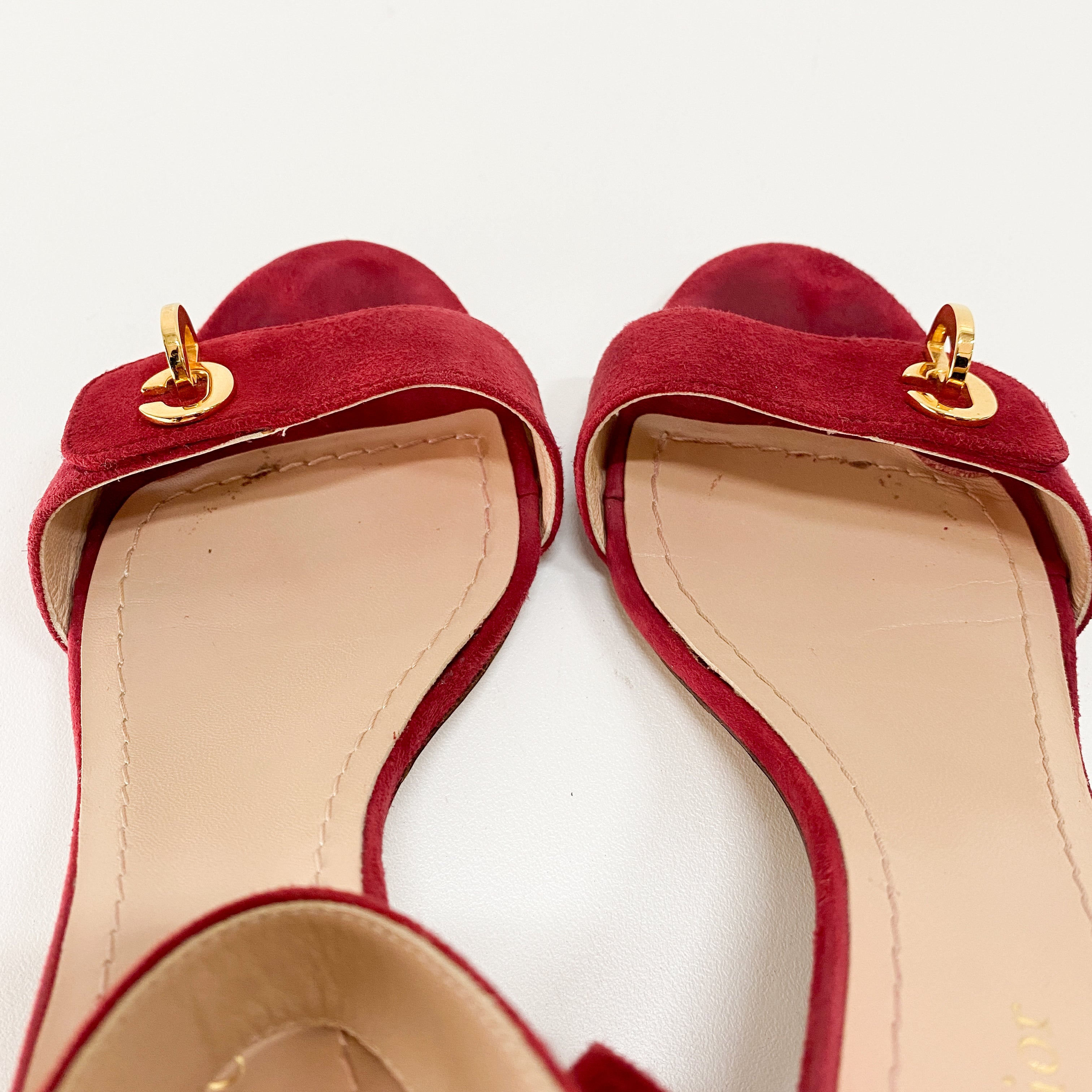 Red Suede Size 37 Strap Heels