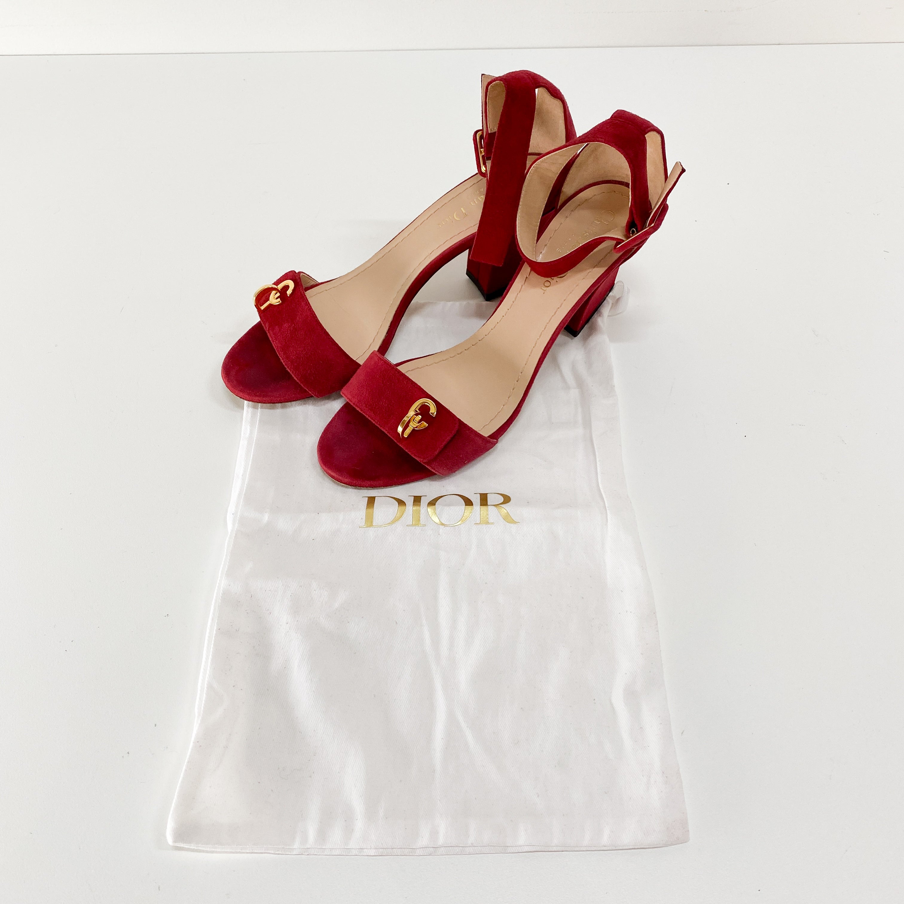 Red Suede Size 37 Strap Heels