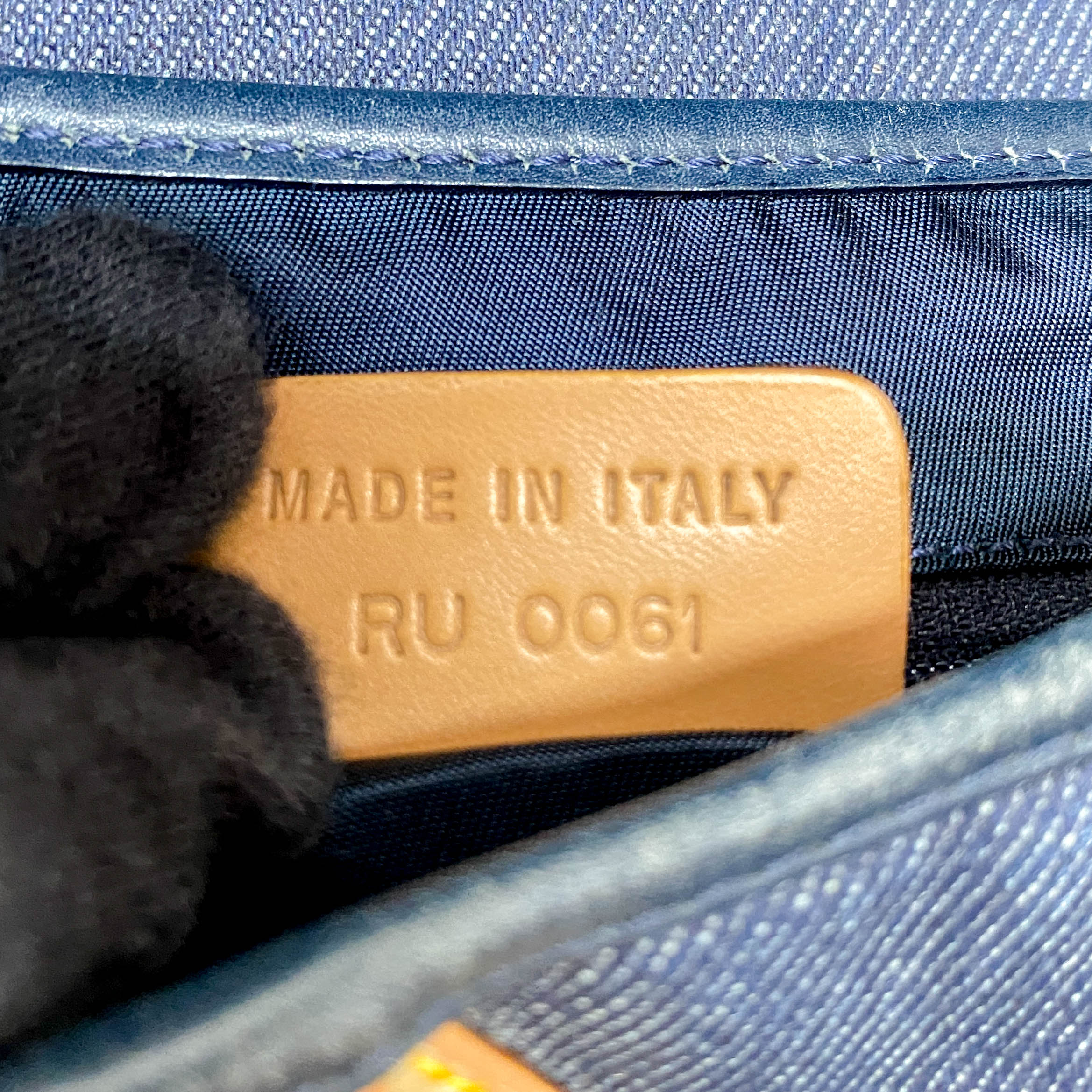 Double Saddle Bag in Denim with Gold Hardware