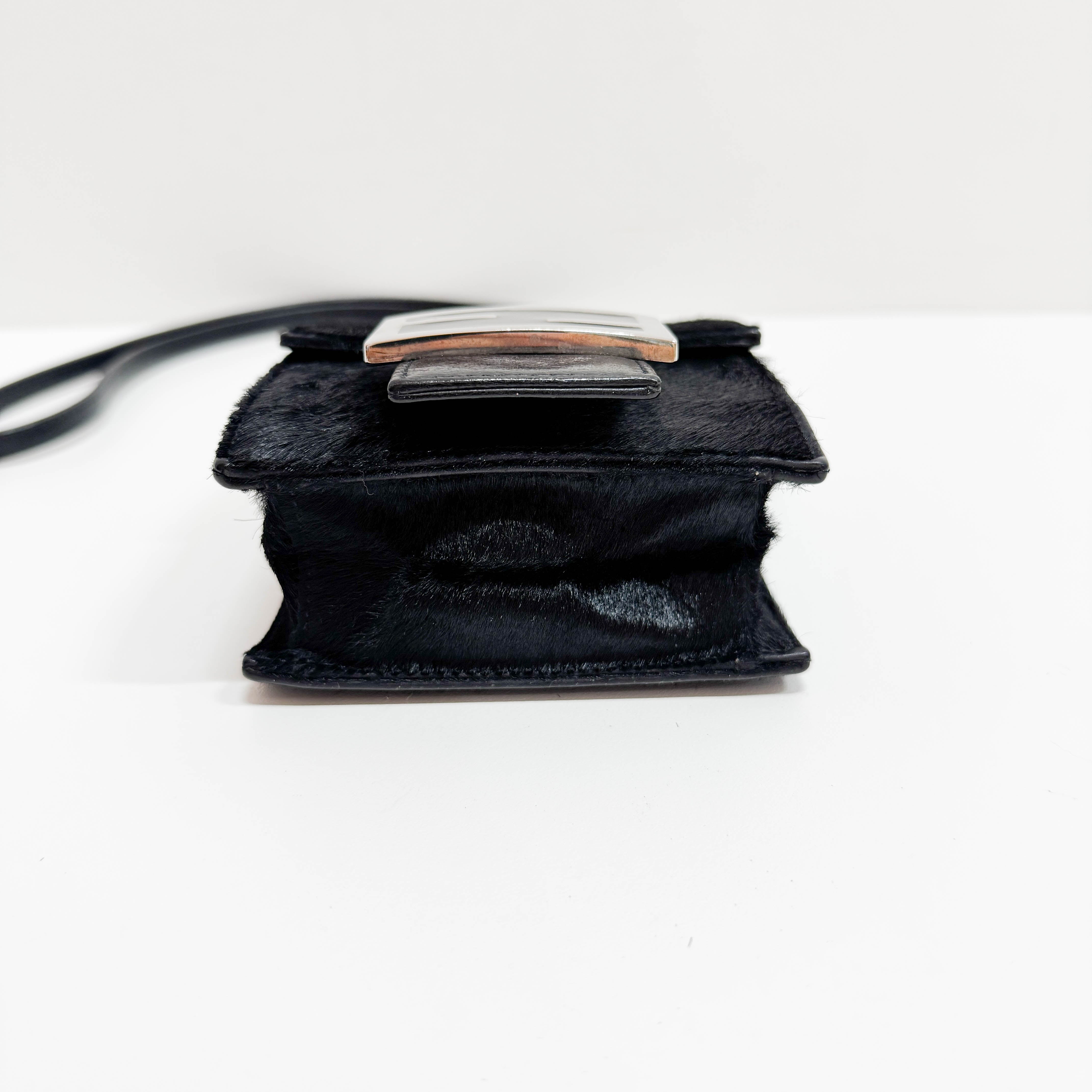 Mini Black Pony Hair Crossbody Bag