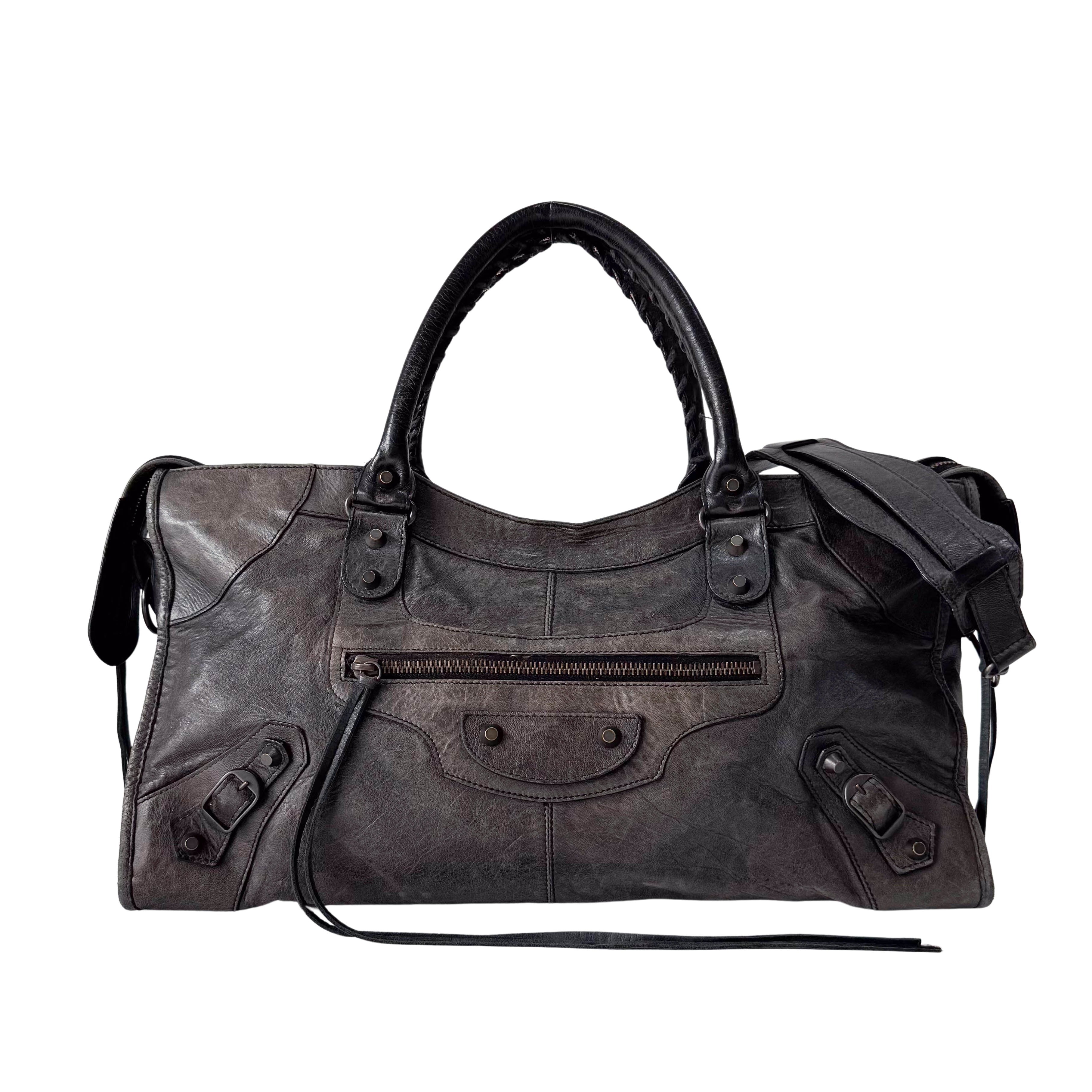 The City Grey Leather Hand bag