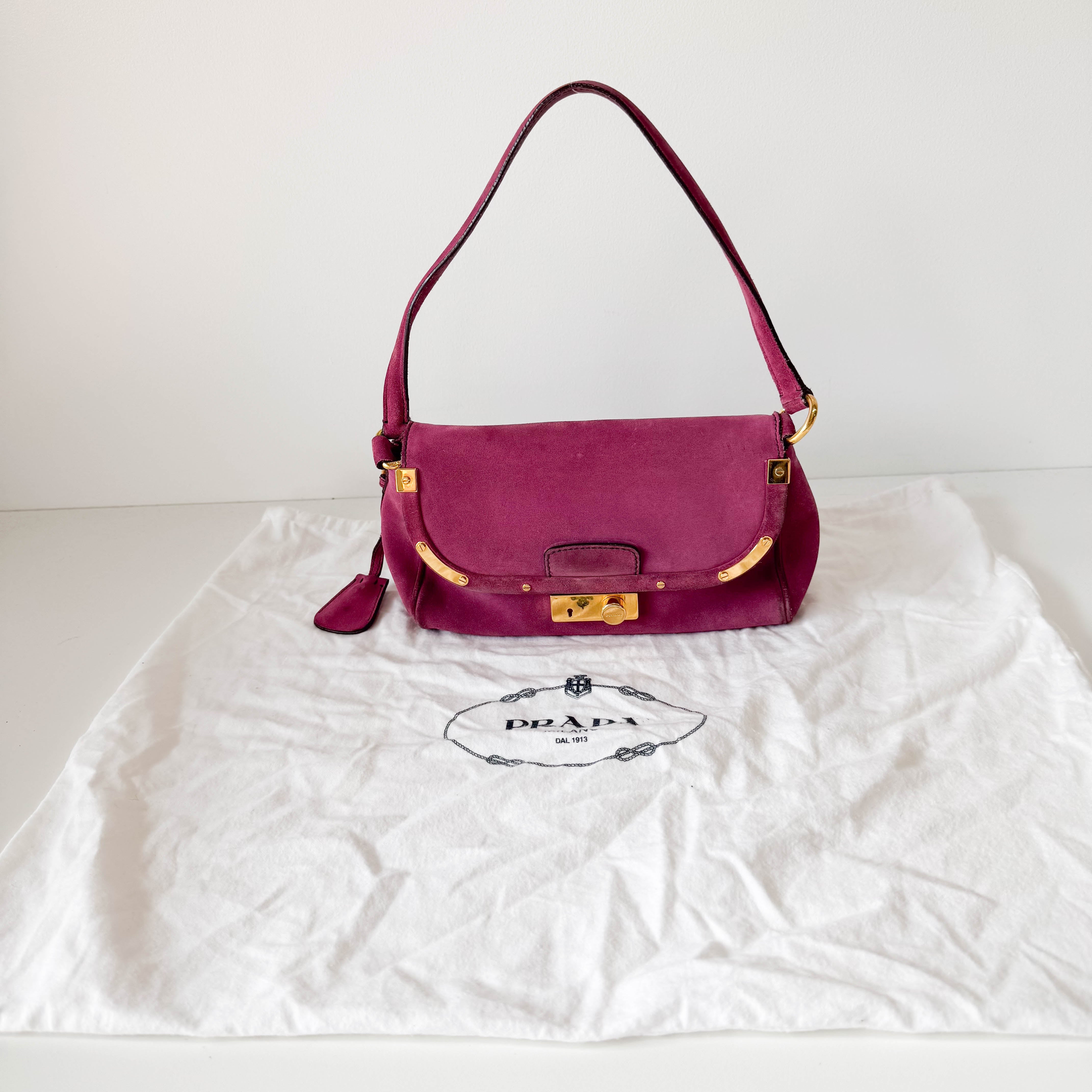 Pink Suede Shoulder Bag