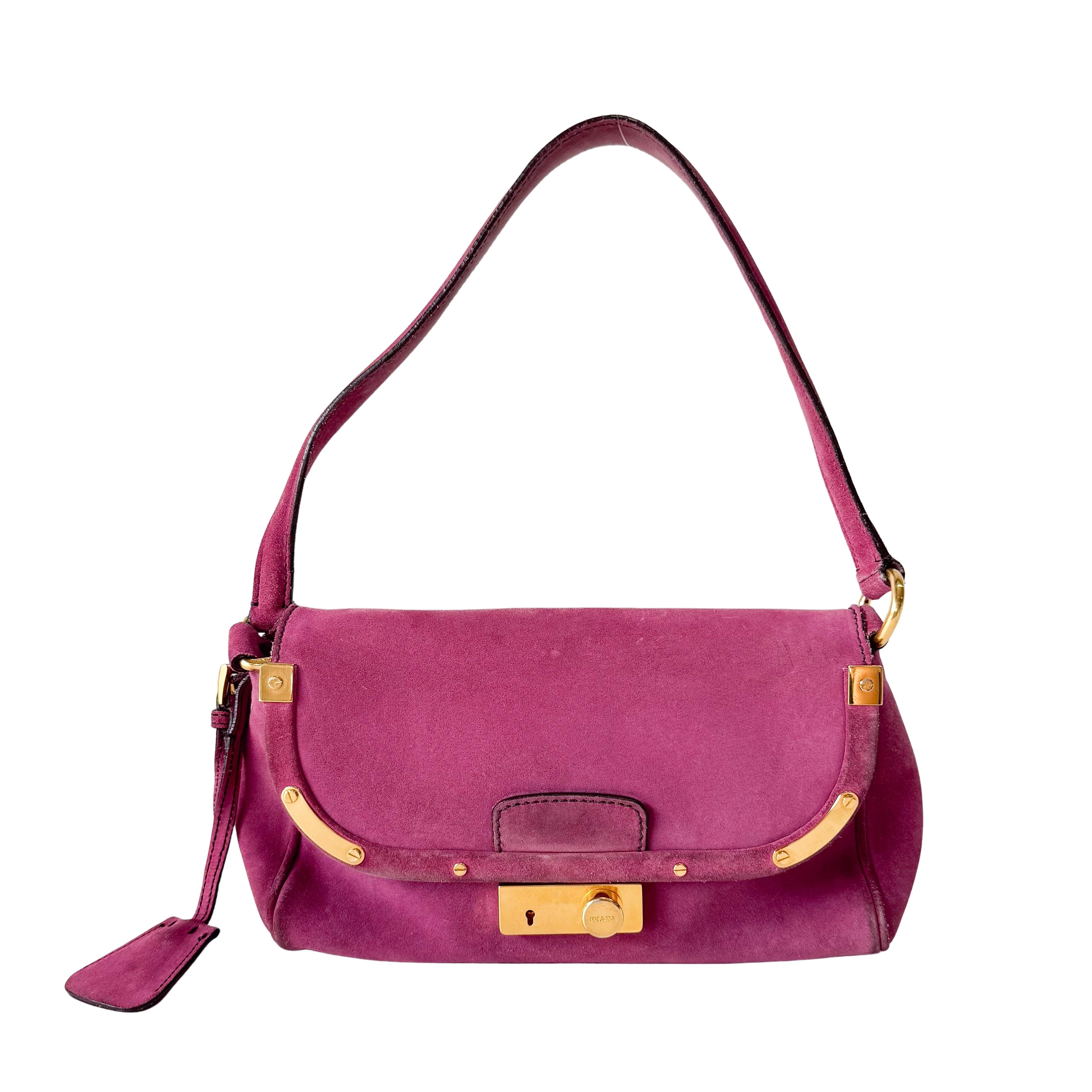 Pink Suede Shoulder Bag