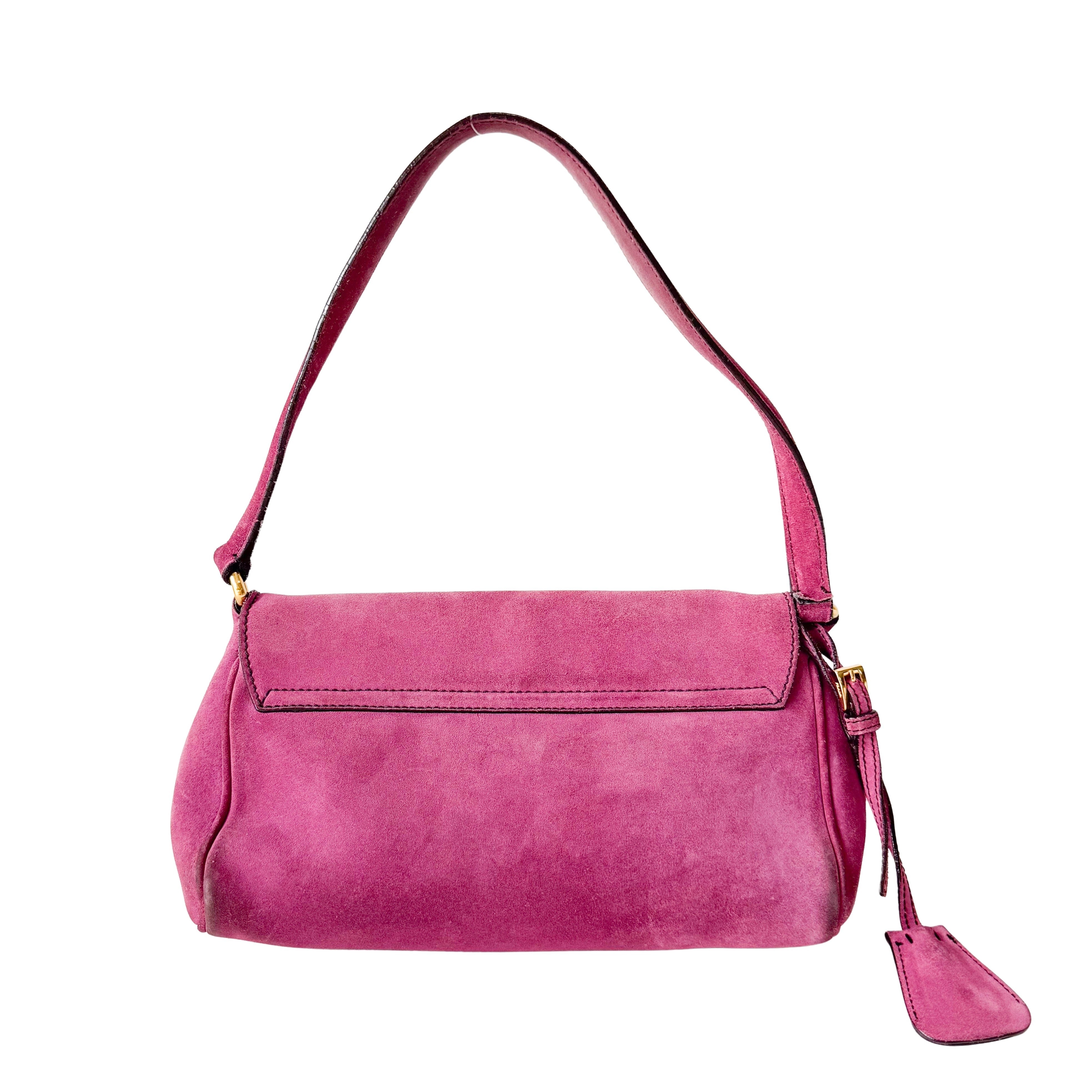 Pink Suede Shoulder Bag