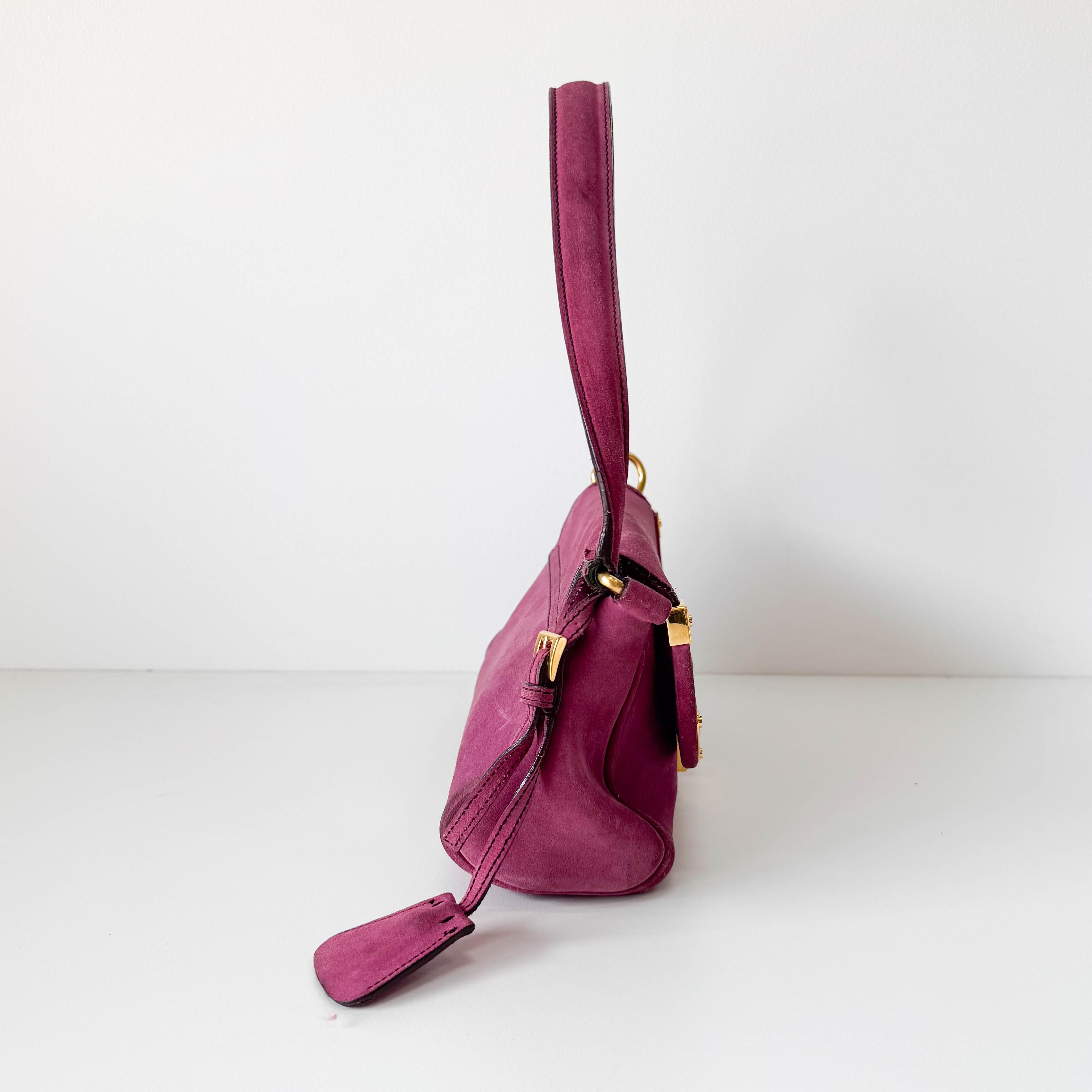 Pink Suede Shoulder Bag