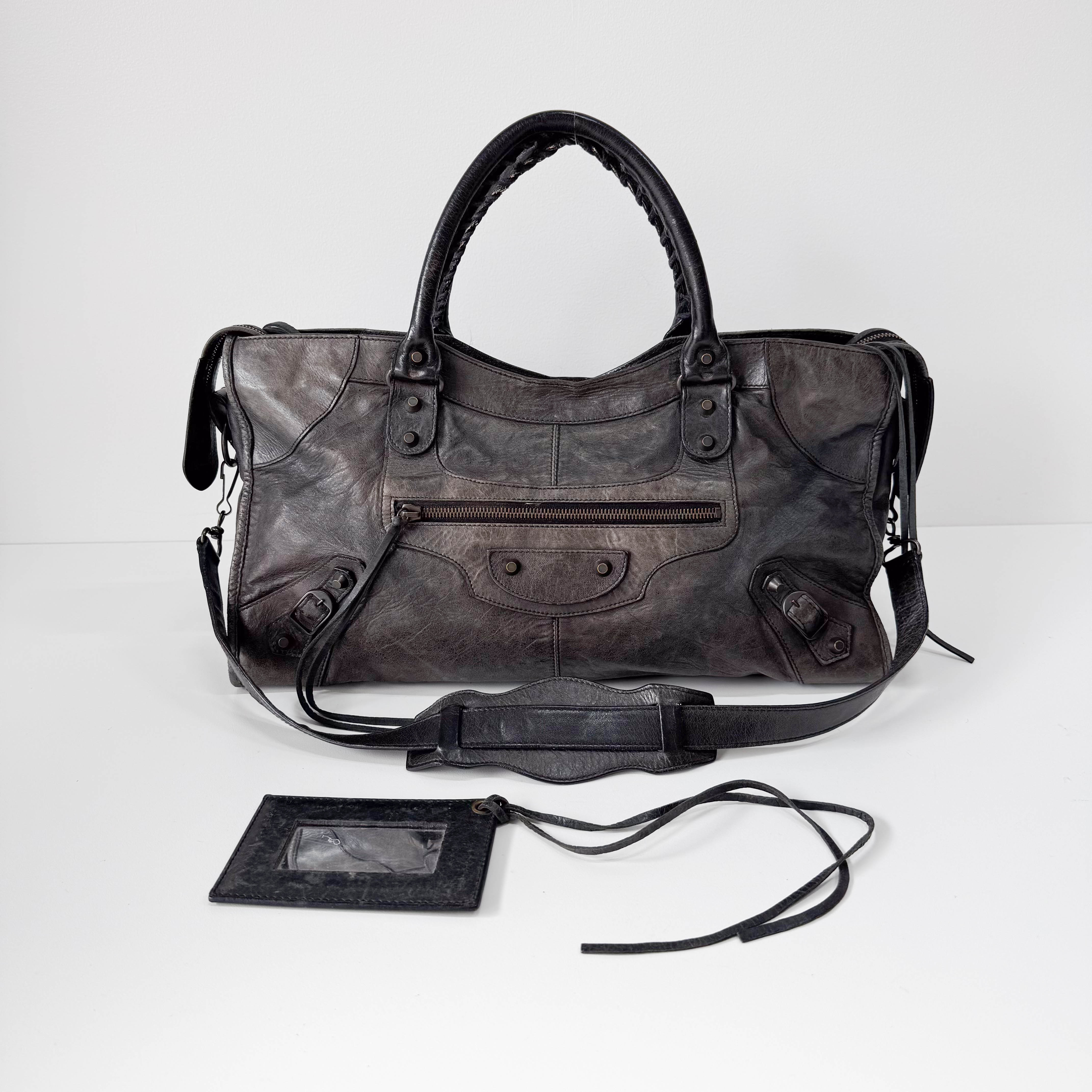 The City Grey Leather Hand bag