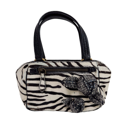 Zebra Pony Hair Top Handle Mini Bag