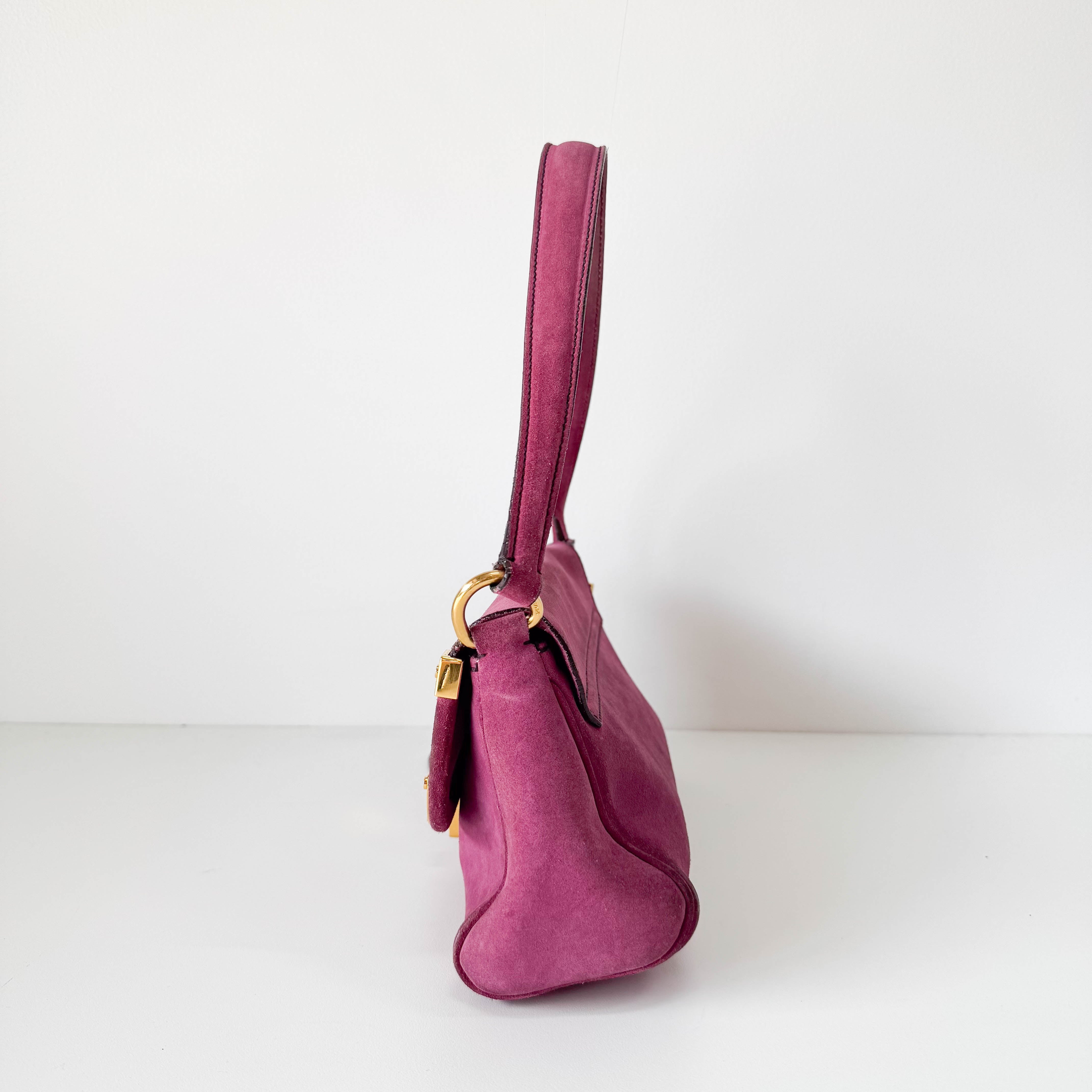 Pink Suede Shoulder Bag