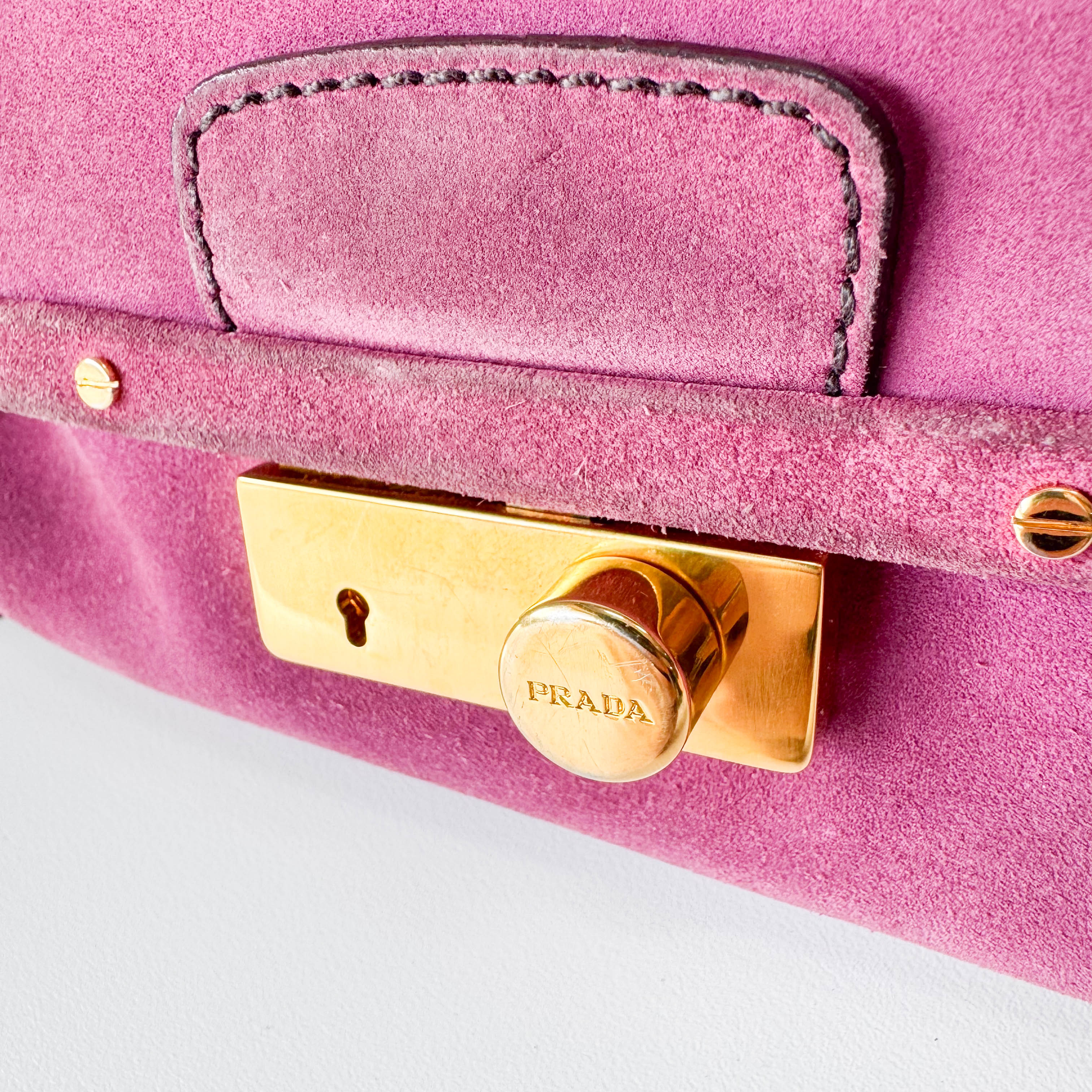 Pink Suede Shoulder Bag