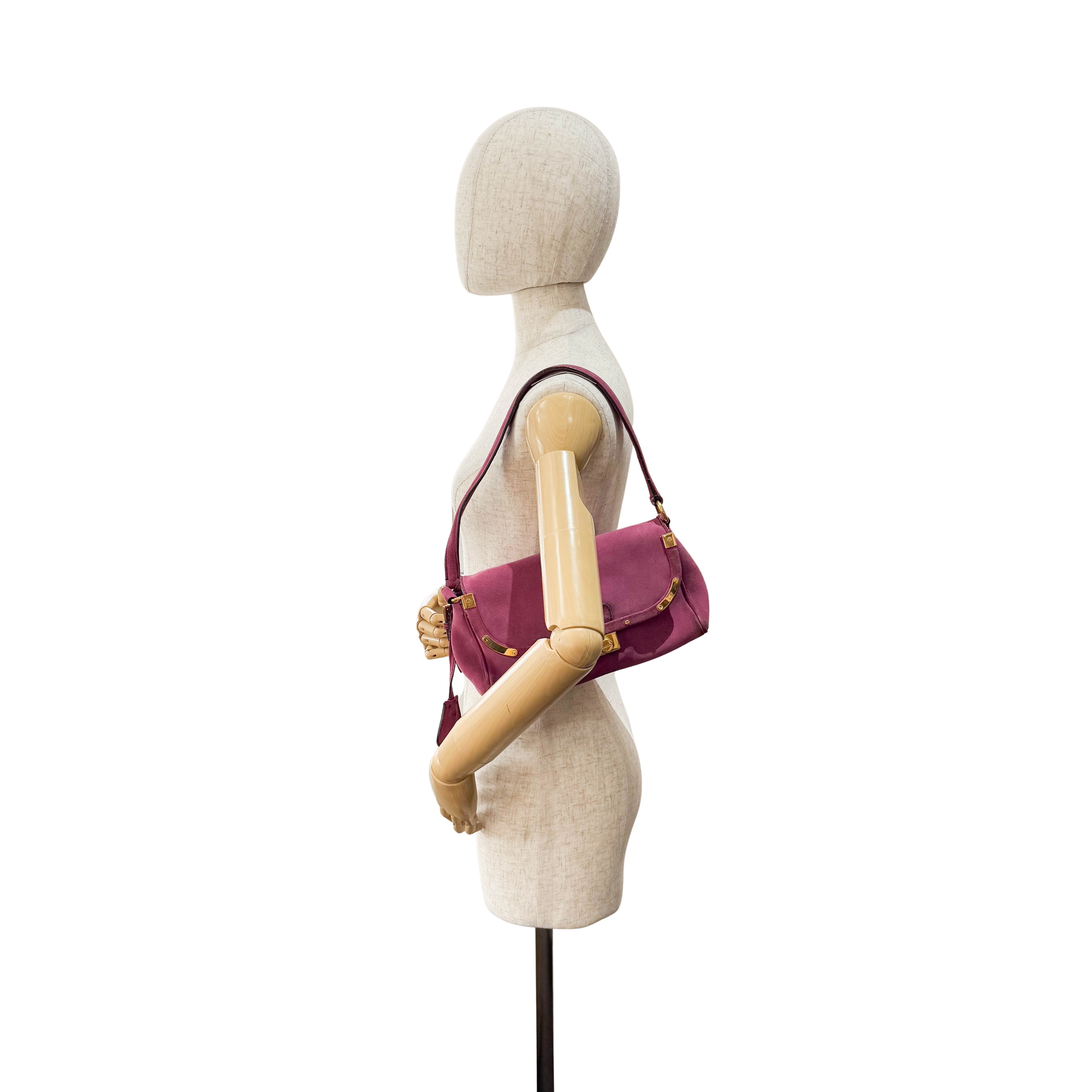 Pink Suede Shoulder Bag