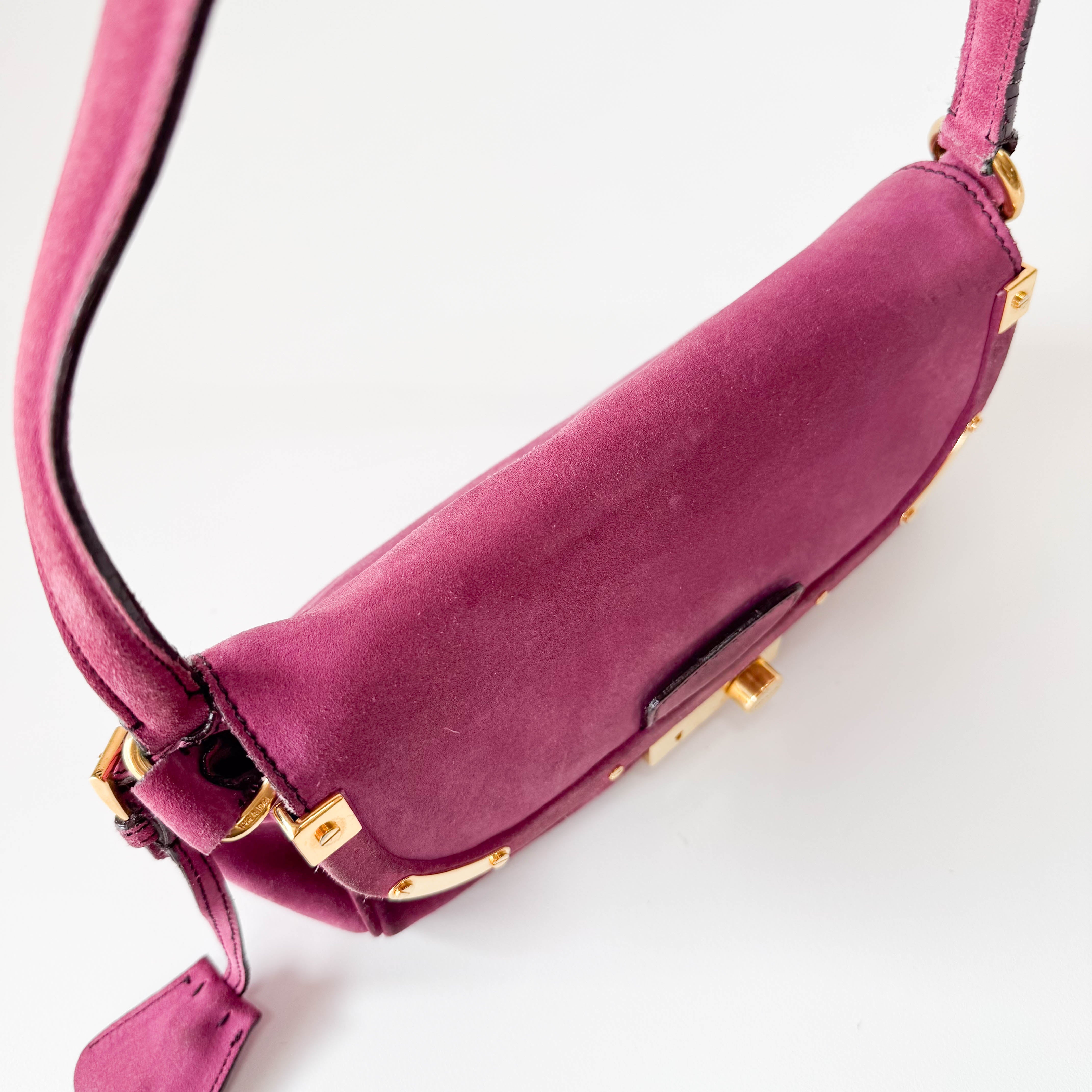 Pink Suede Shoulder Bag