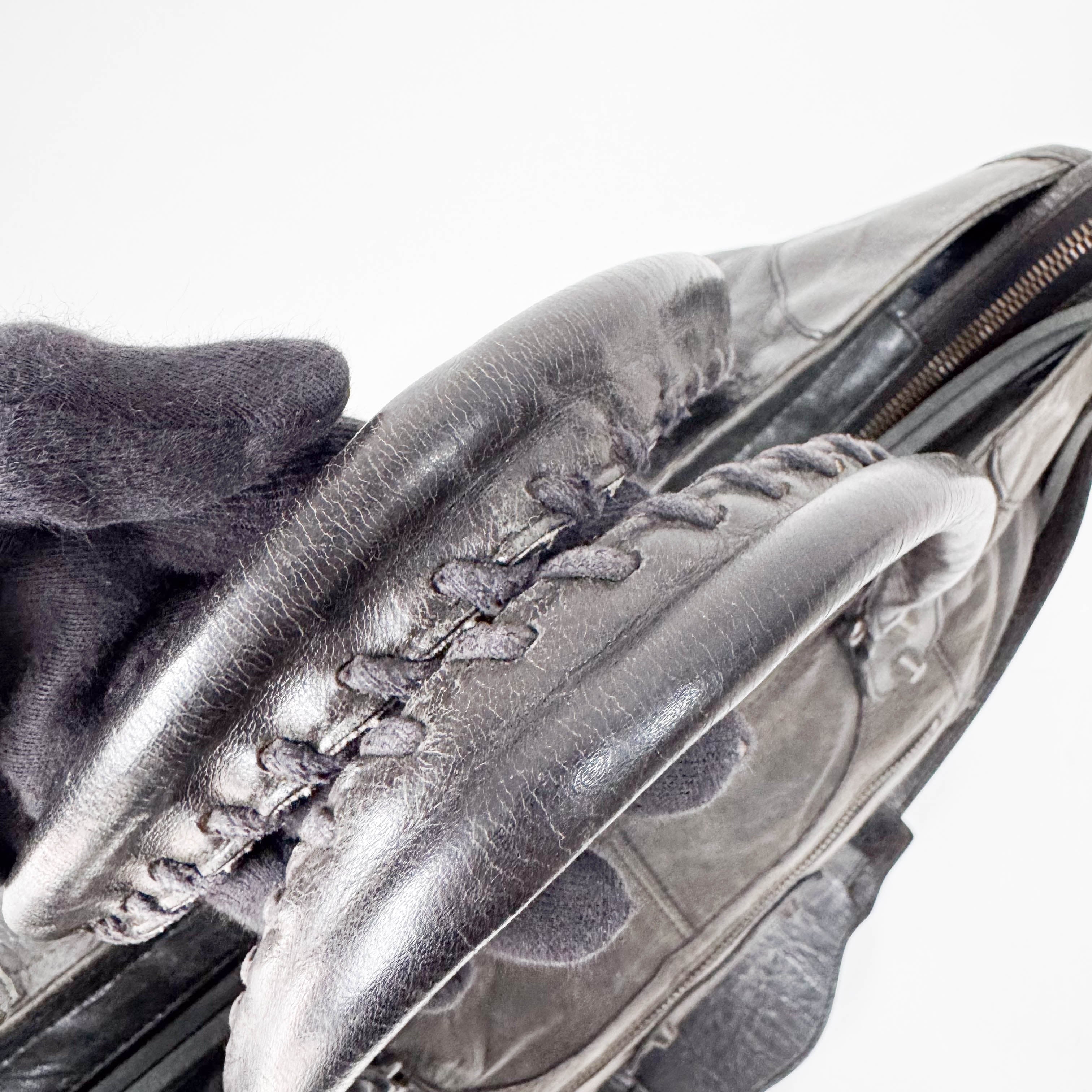 The City Grey Leather Hand bag