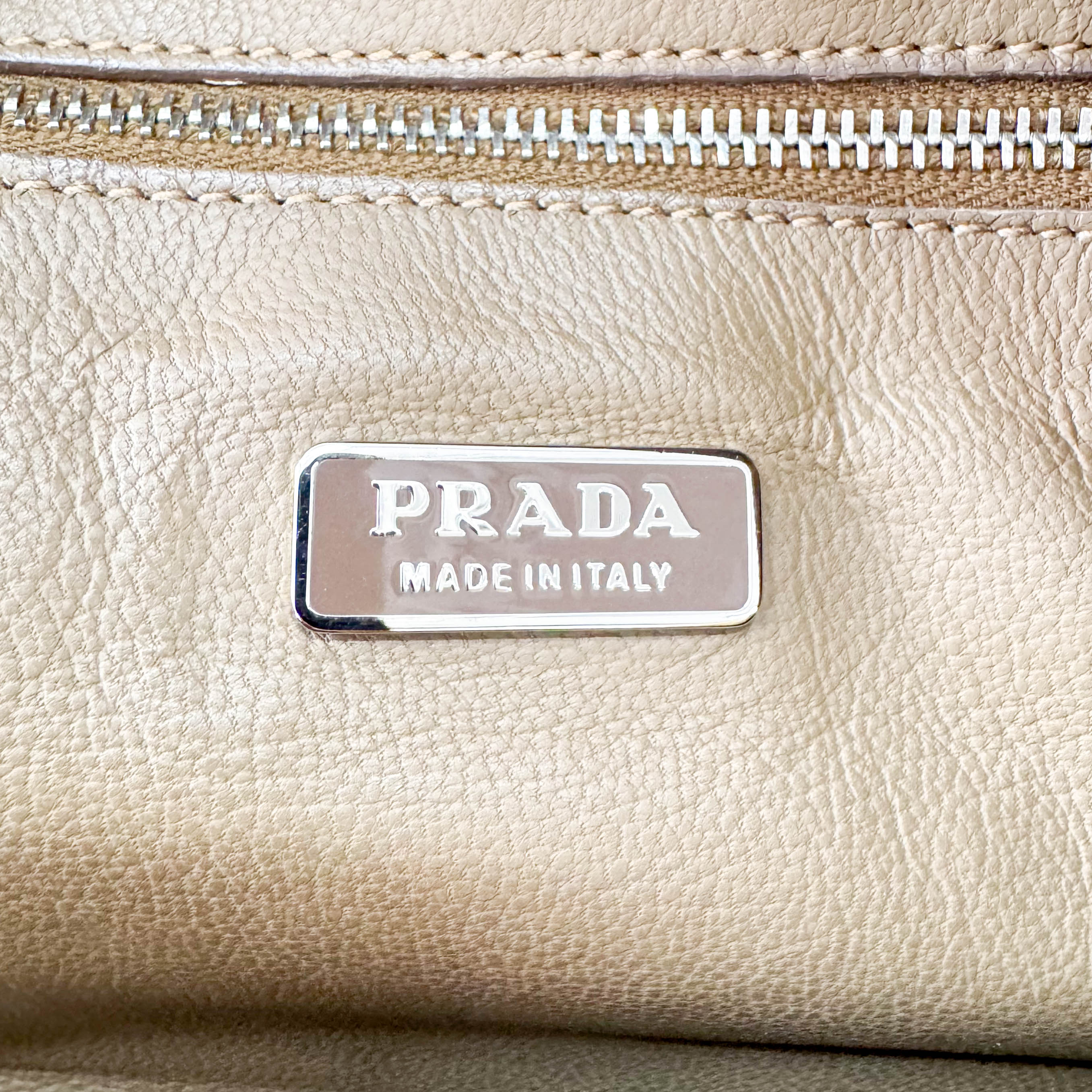 Y2K Beige Leather Shoulder Bag