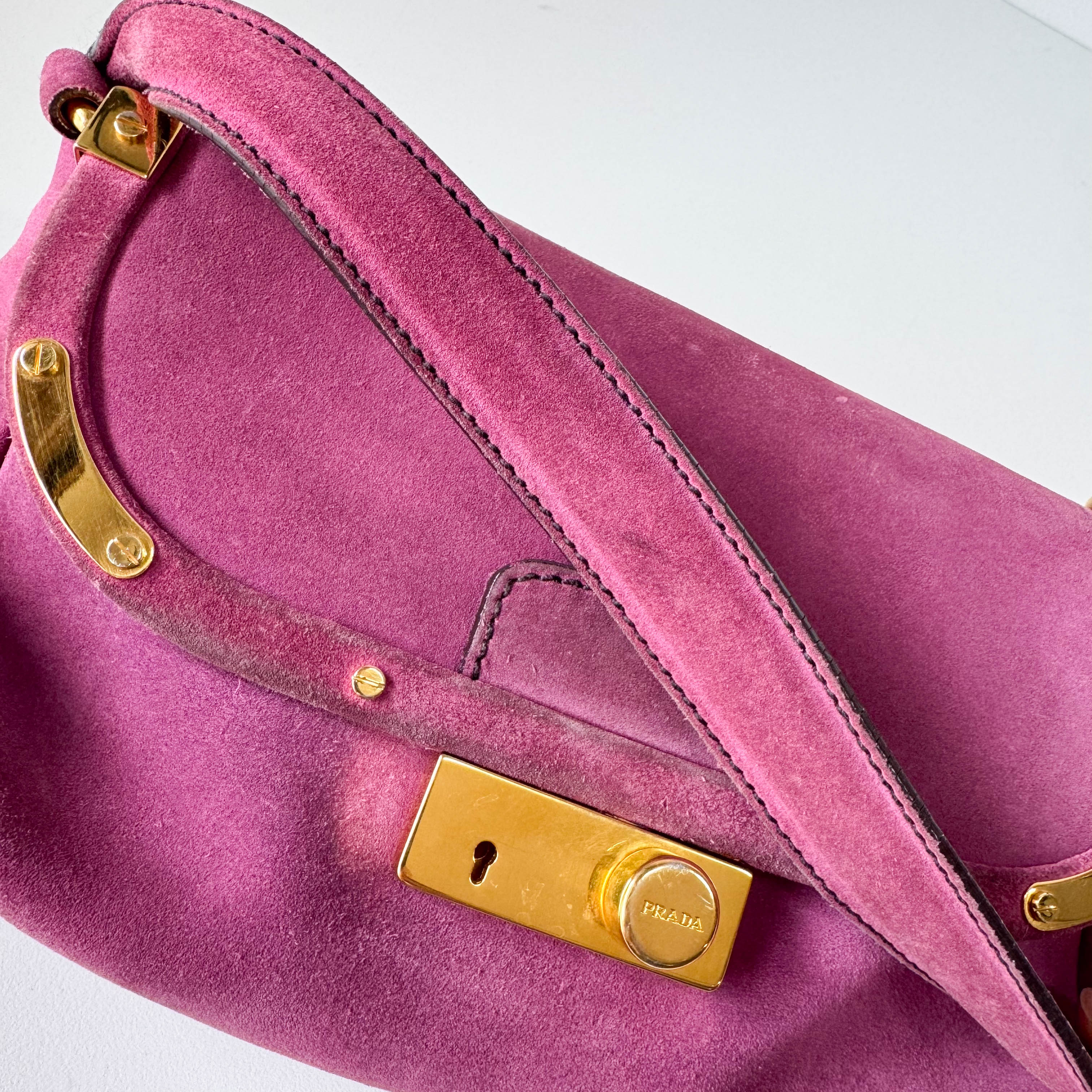 Pink Suede Shoulder Bag