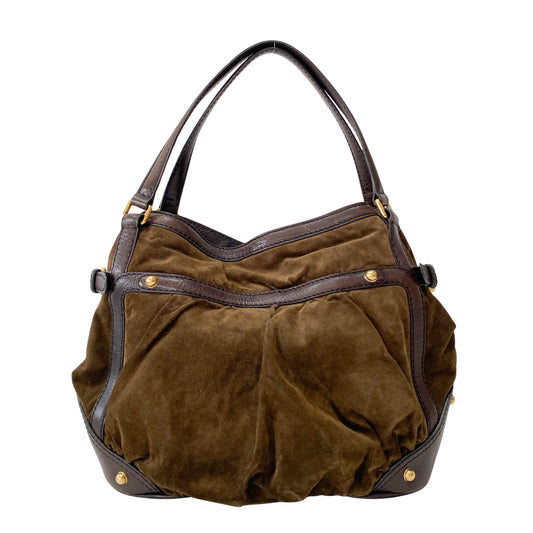 Horsebit Brown Suede Shoulder Bag
