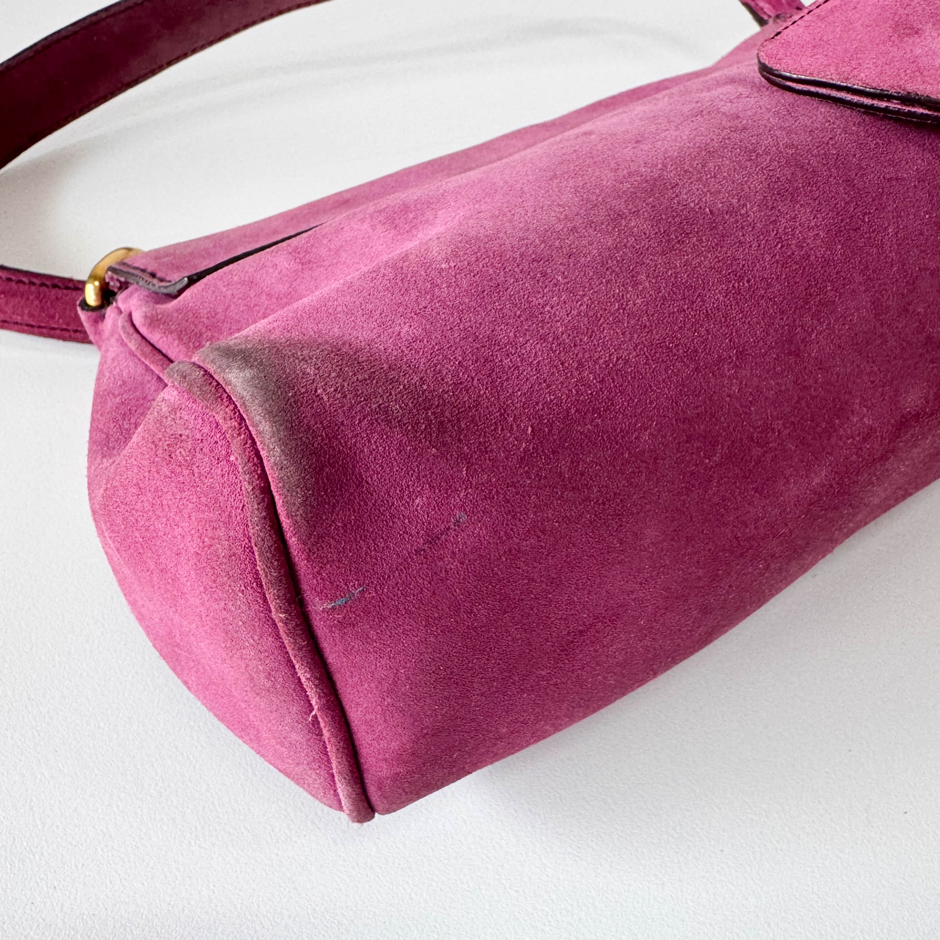 Pink Suede Shoulder Bag