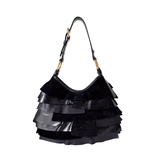 Saint-Tropez Black Leather/Patent Shoulder Bag