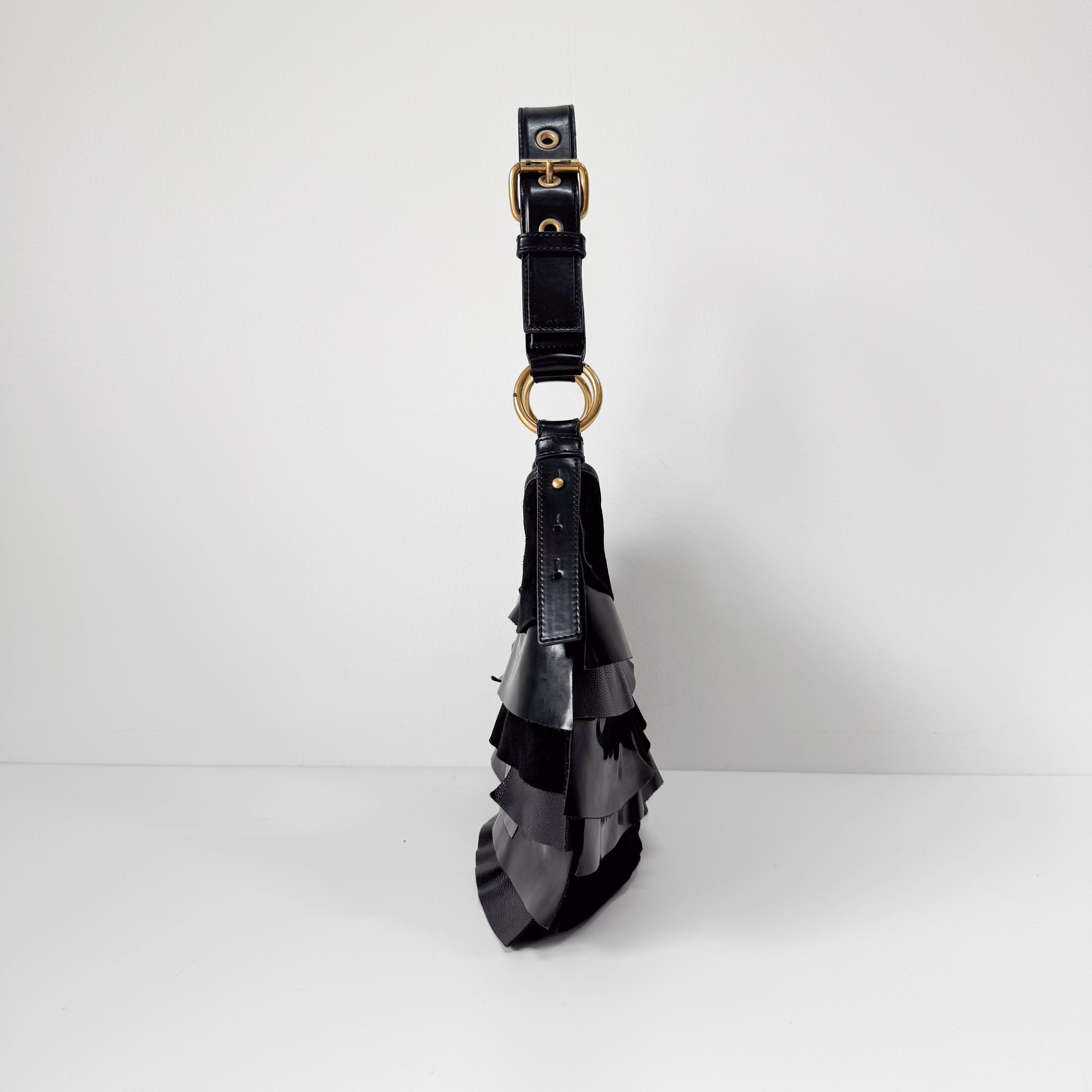 Saint-Tropez Black Leather/Patent Shoulder Bag