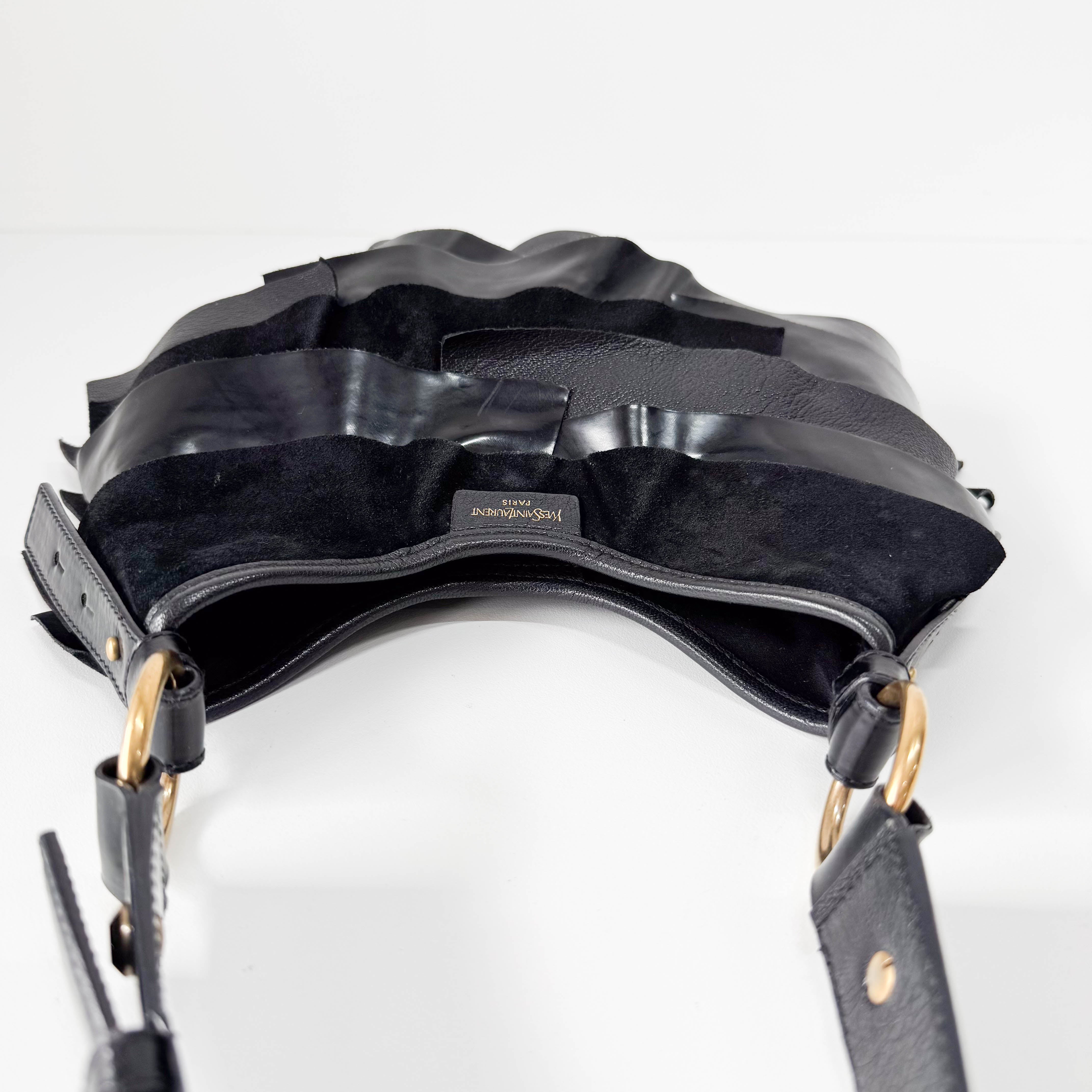 Saint-Tropez Black Leather/Patent Shoulder Bag