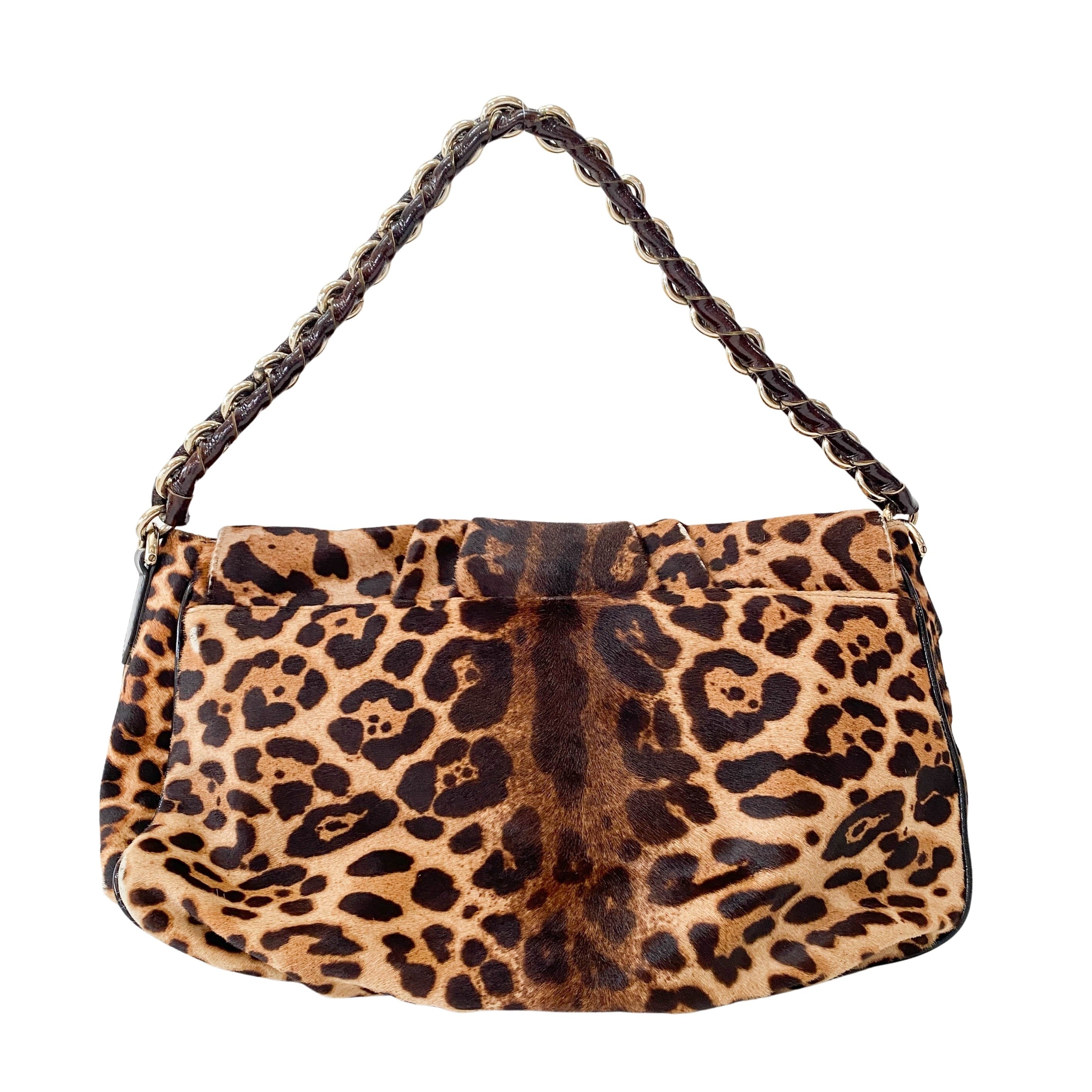 Big Mamma Baguette Leopard Pony Hair Shoulder Bag