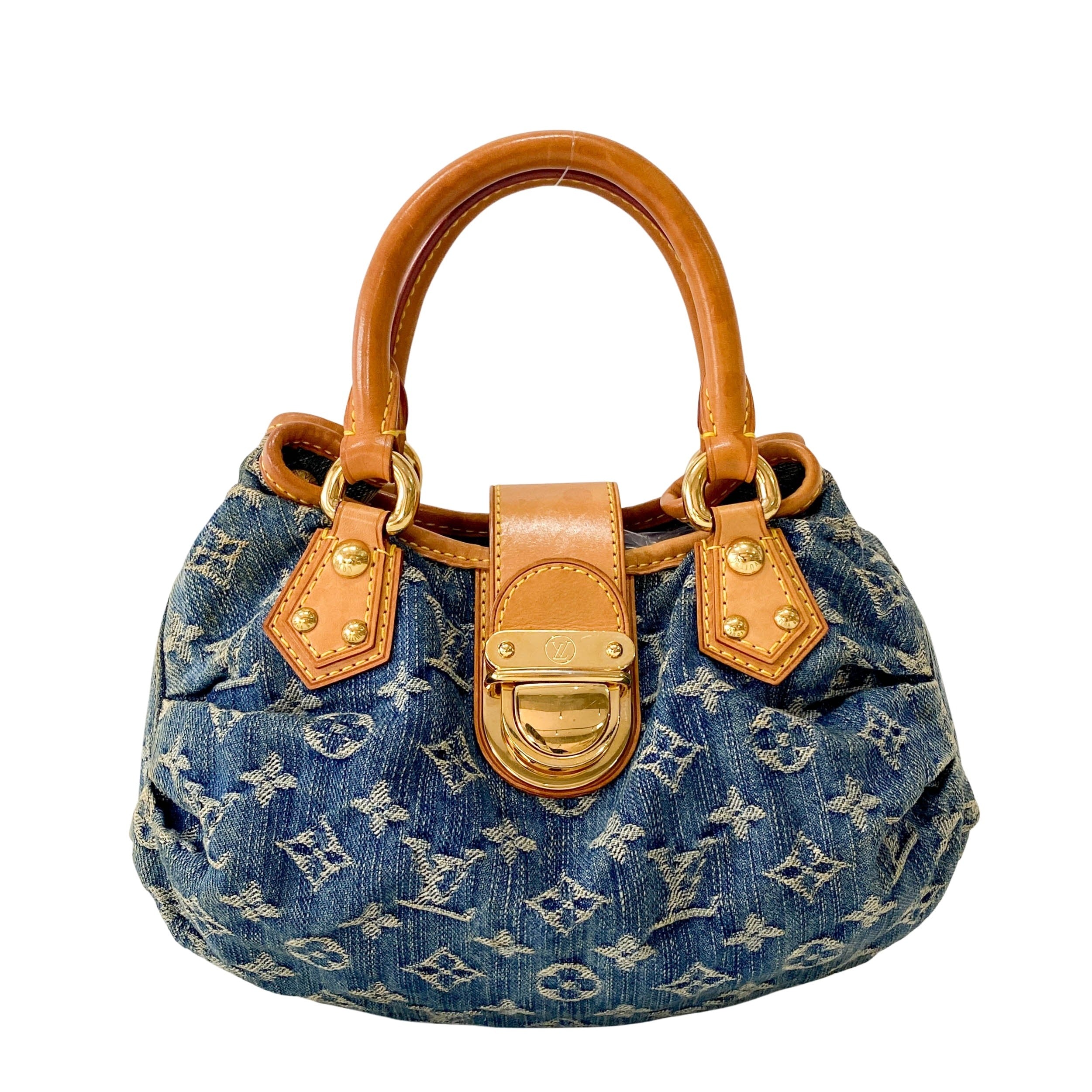 Blue Denim Monogram Pleaty Handbag