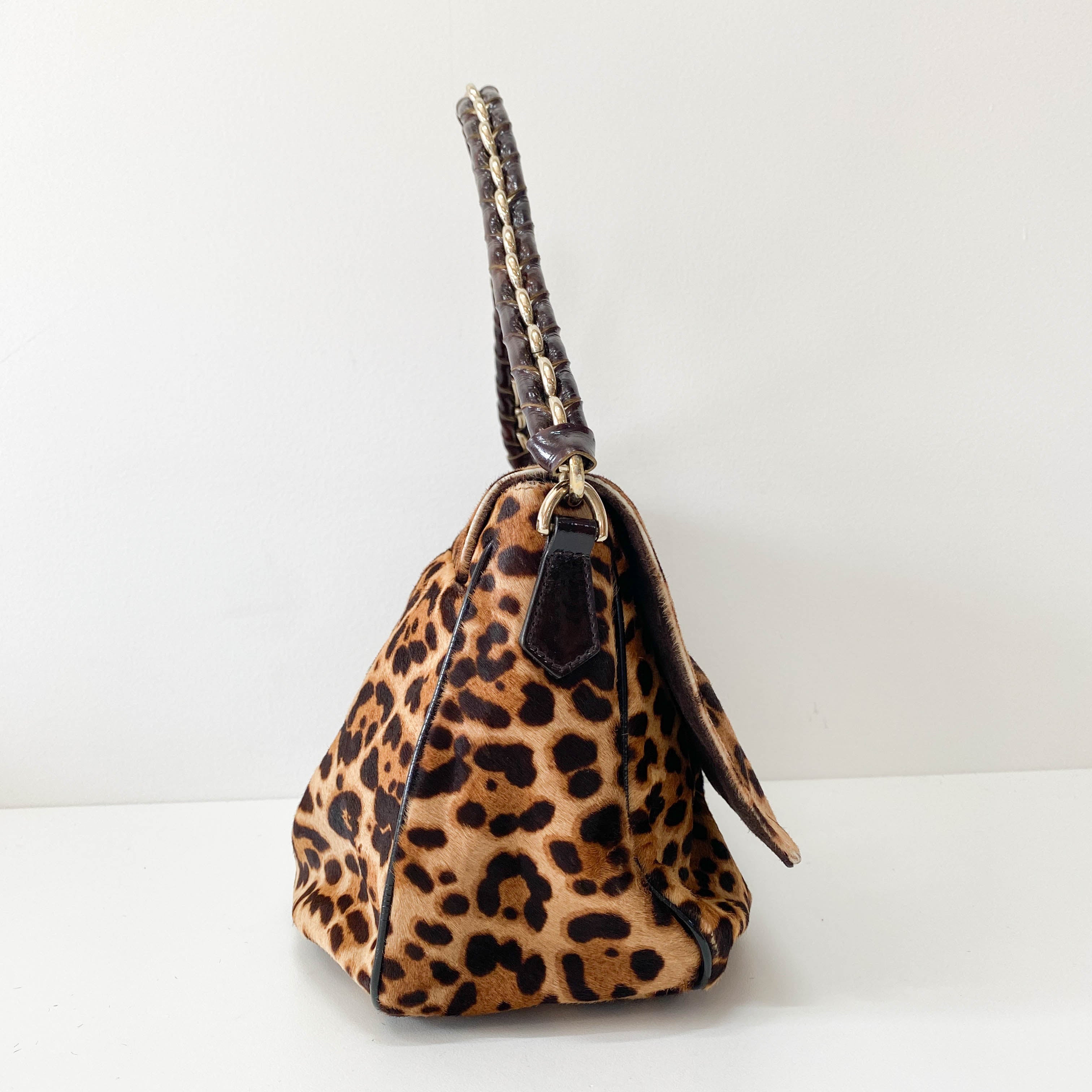 Big Mamma Baguette Leopard Pony Hair Shoulder Bag