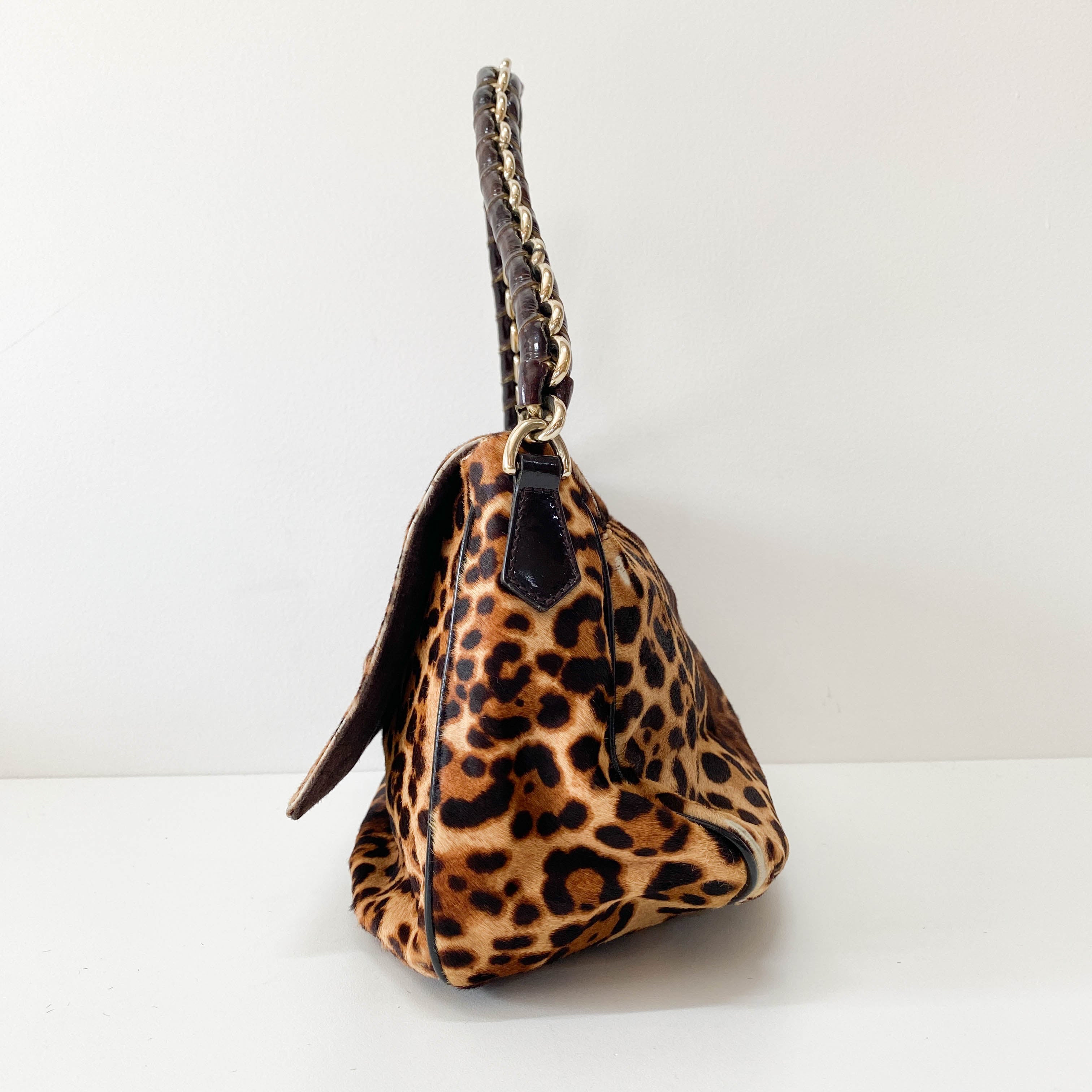 Big Mamma Baguette Leopard Pony Hair Shoulder Bag