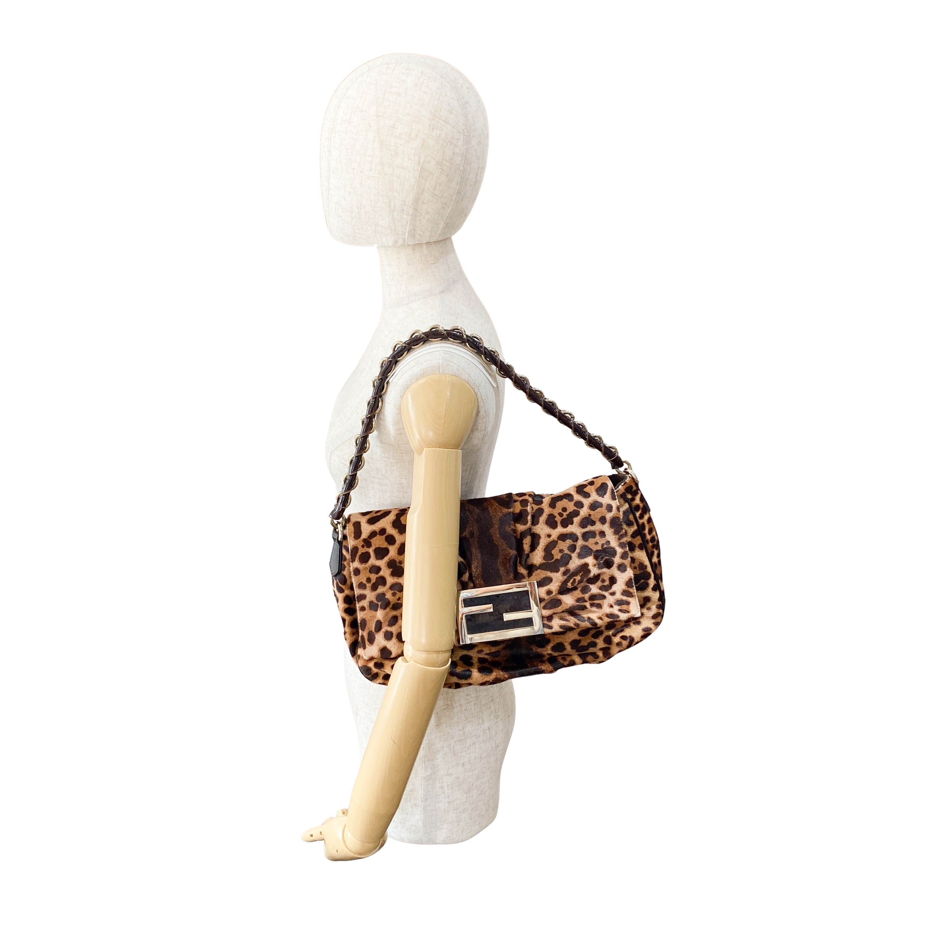 Big Mamma Baguette Leopard Pony Hair Shoulder Bag