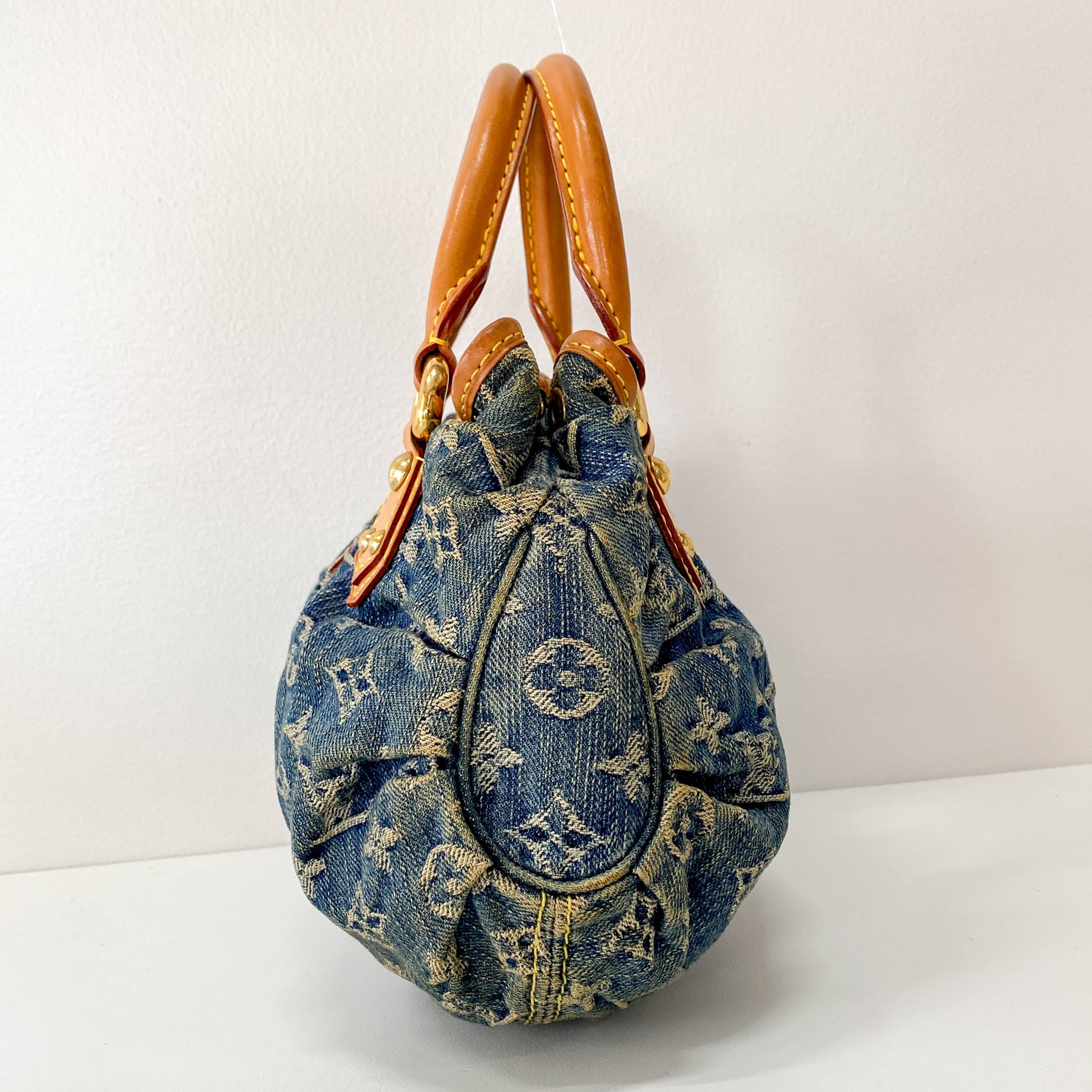 Blue Denim Monogram Pleaty Handbag