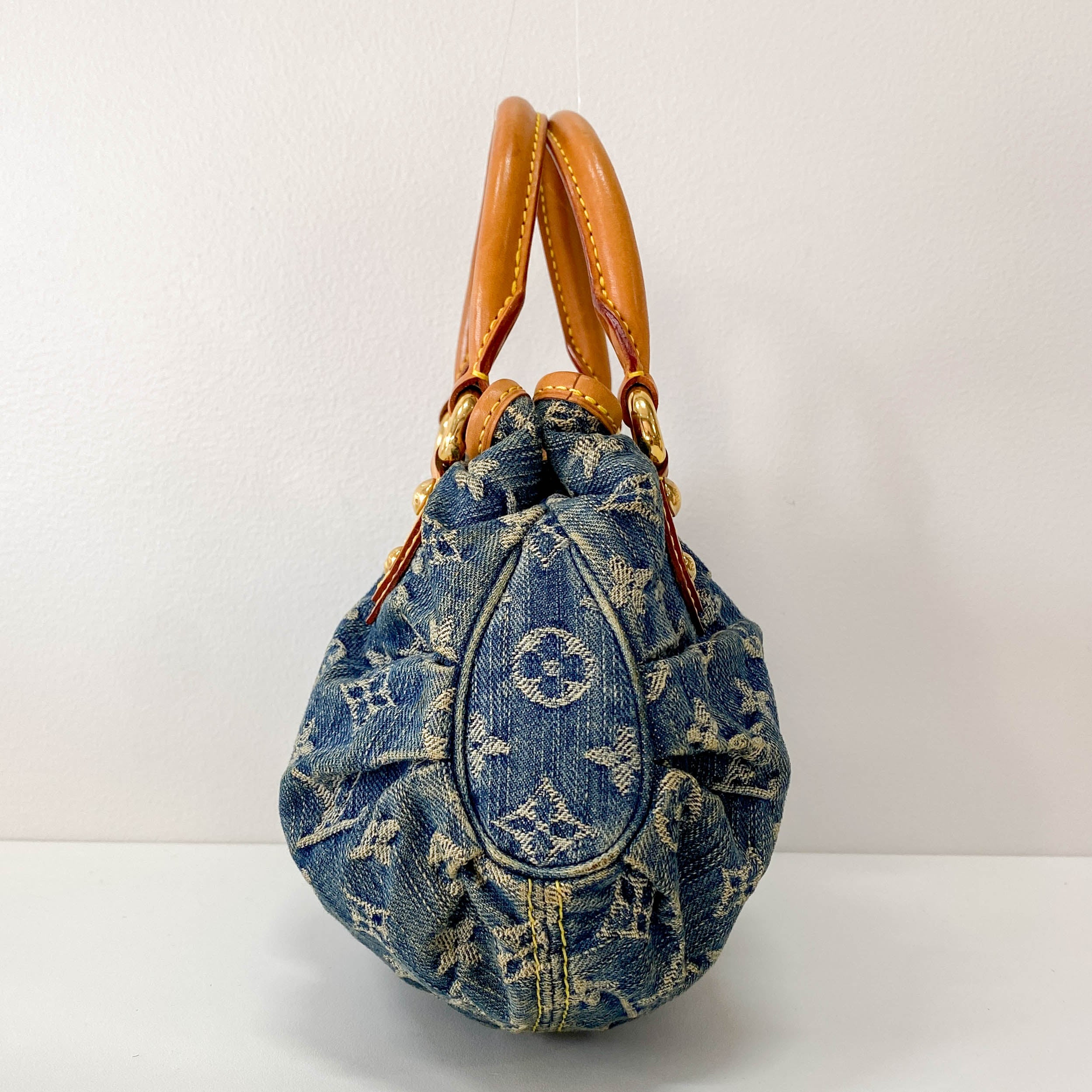 Blue Denim Monogram Pleaty Handbag