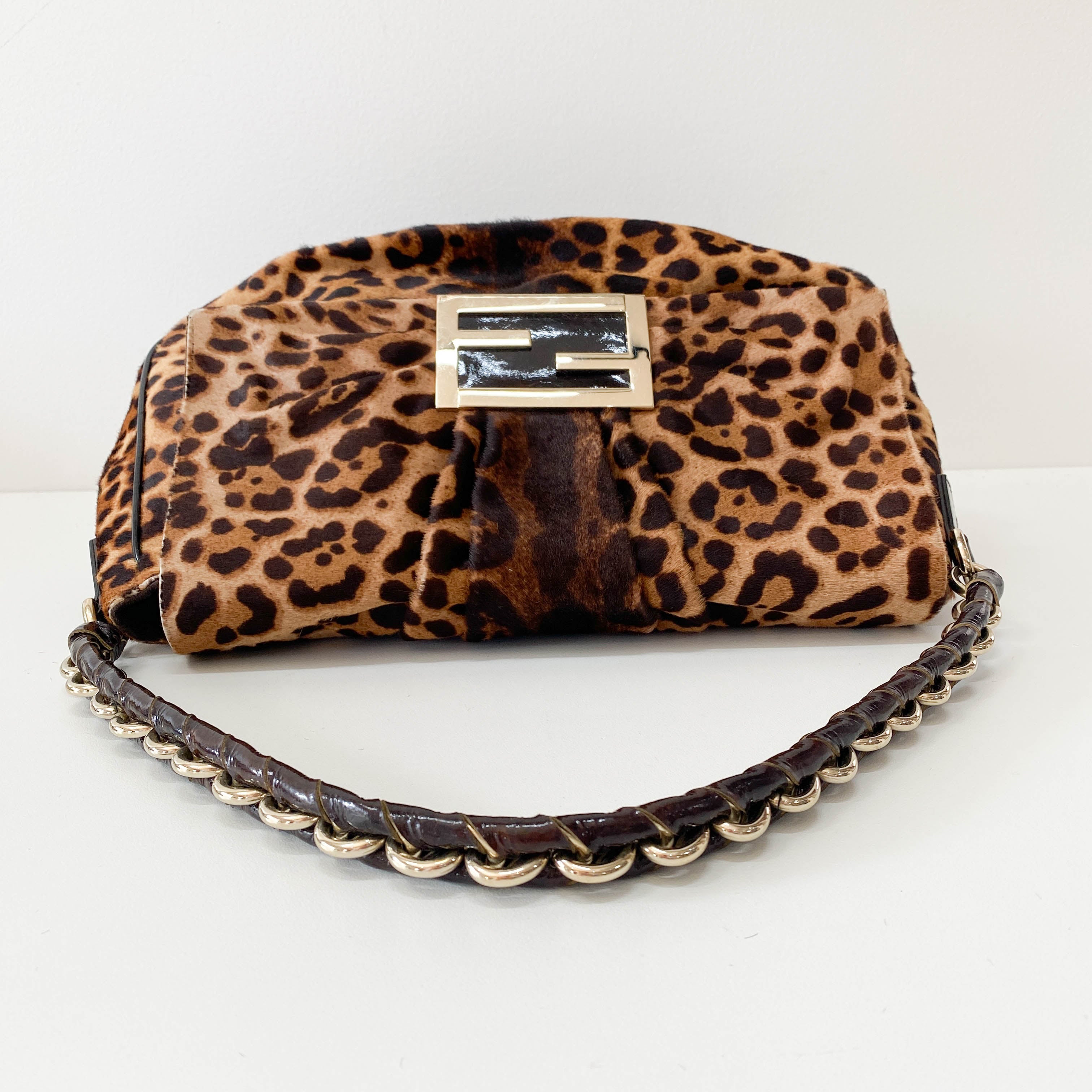 Big Mamma Baguette Leopard Pony Hair Shoulder Bag