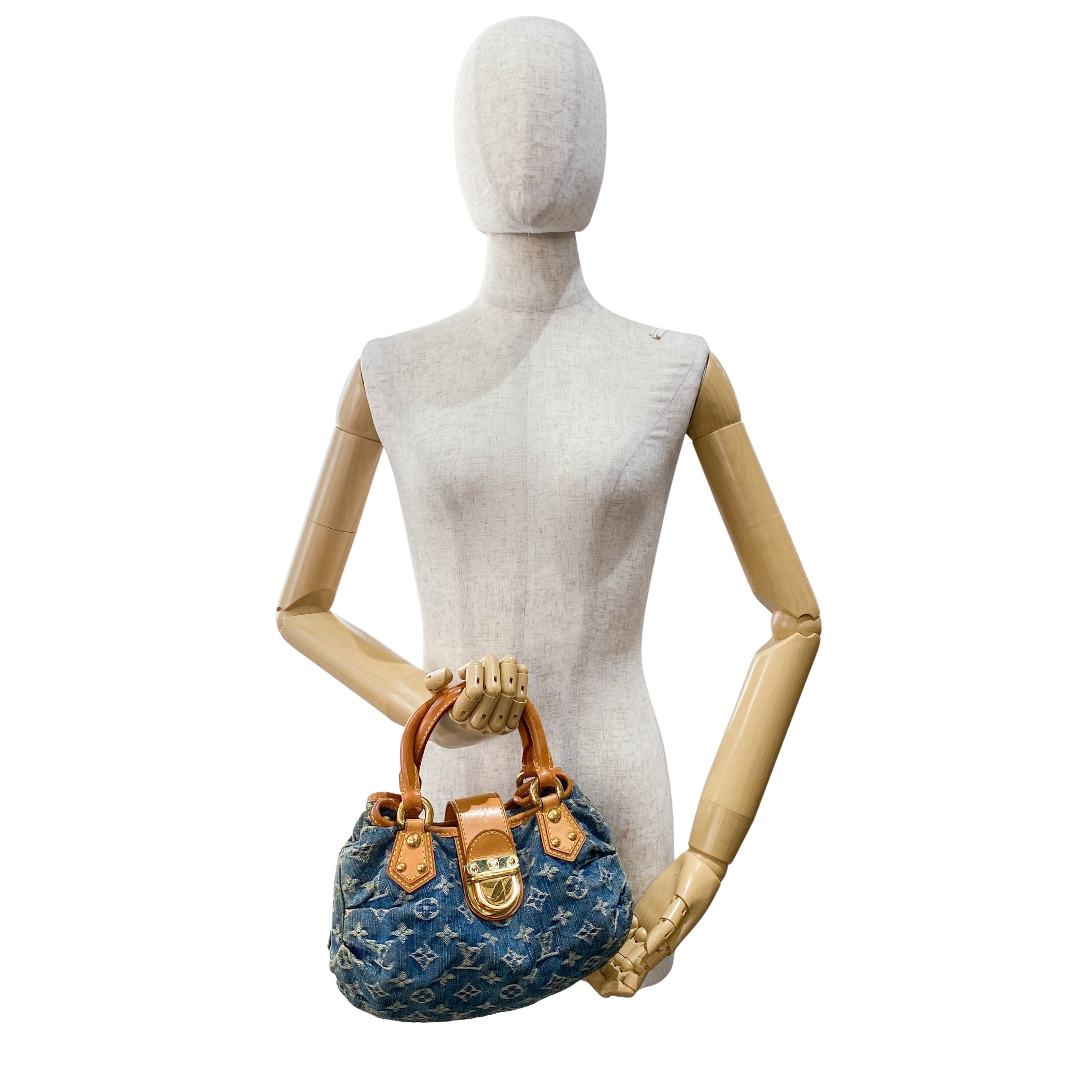 Blue Denim Monogram Pleaty Handbag