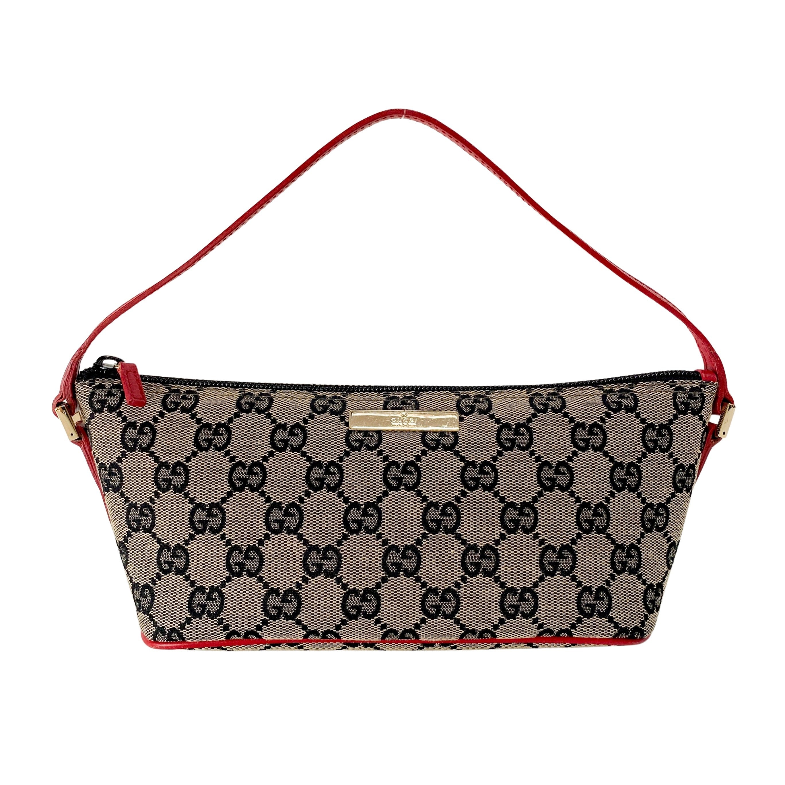 Boat Bag Red Leather GG Canvas Bag