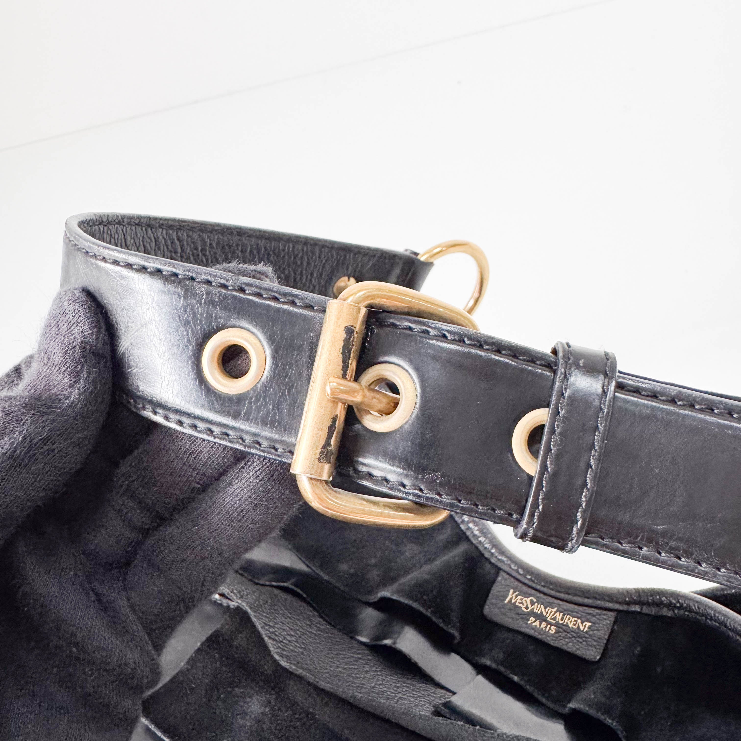 Saint-Tropez Black Leather/Patent Shoulder Bag