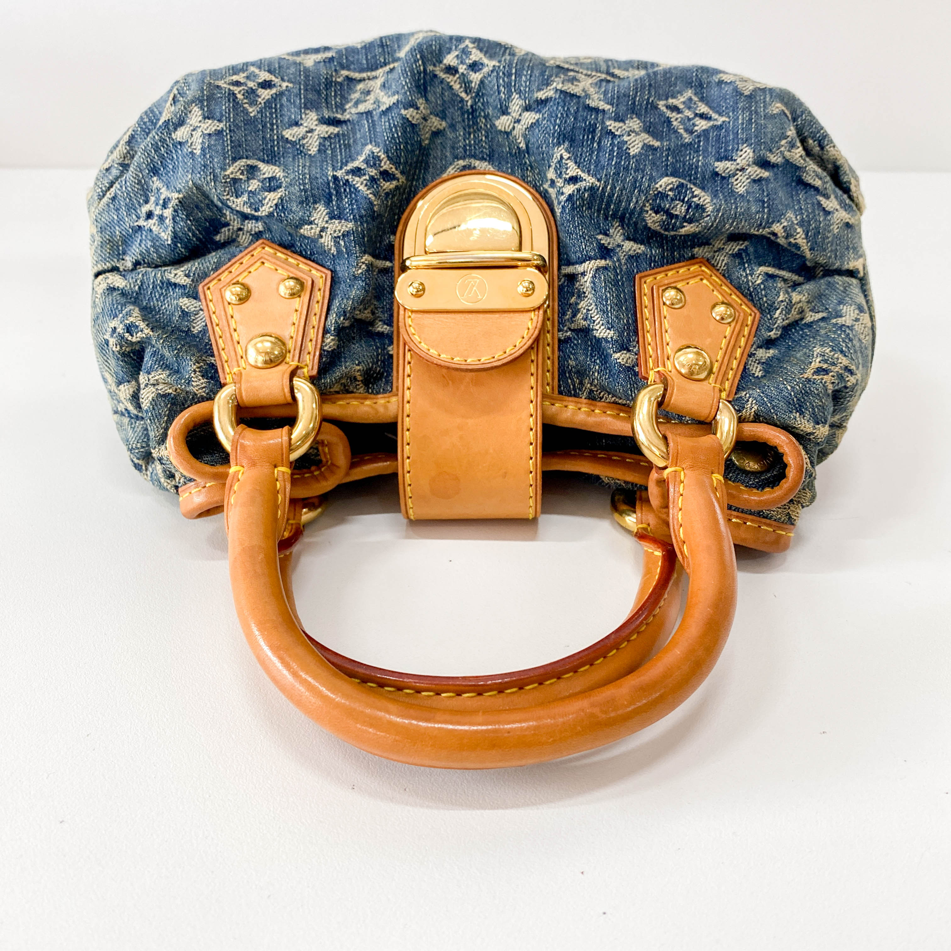 Blue Denim Monogram Pleaty Handbag