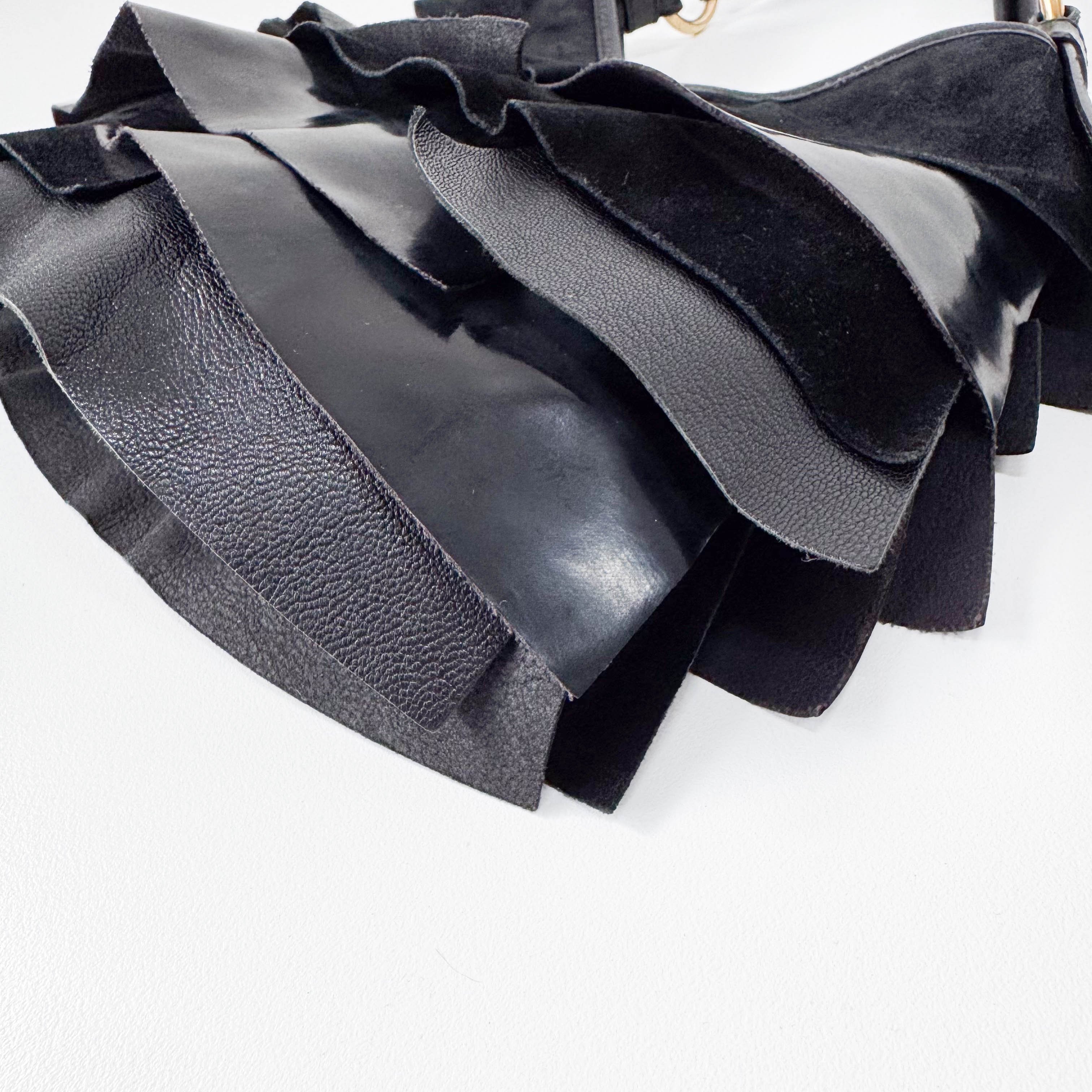 Saint-Tropez Black Leather/Patent Shoulder Bag