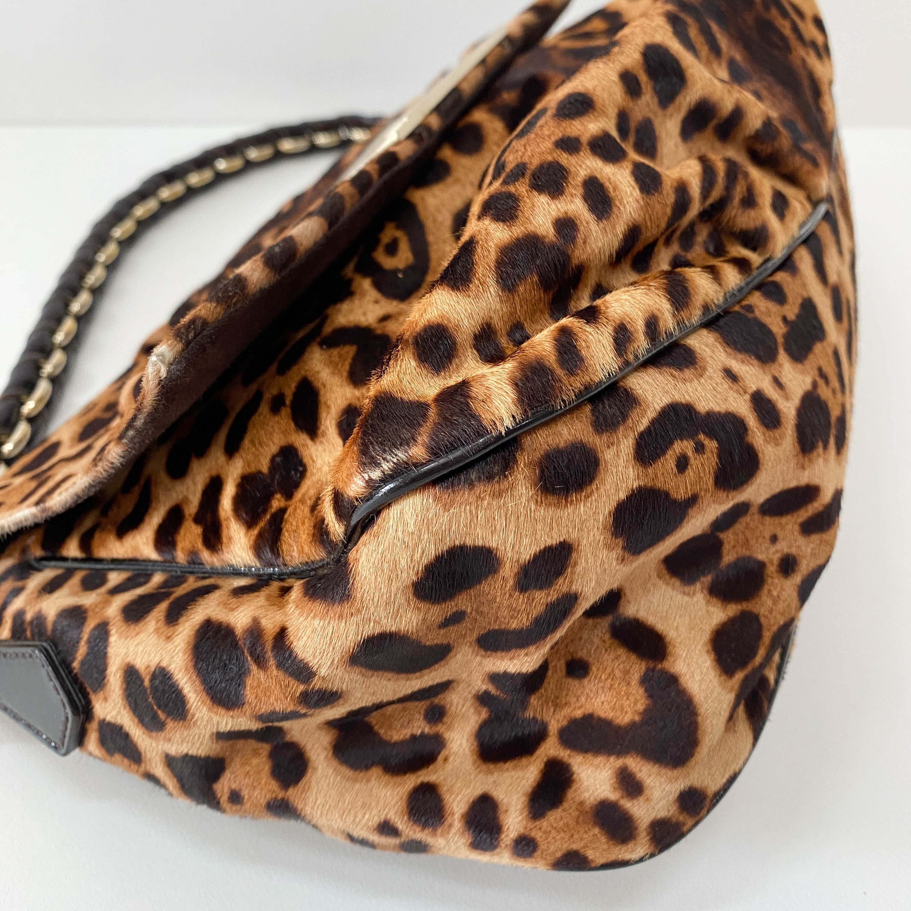 Big Mamma Baguette Leopard Pony Hair Shoulder Bag