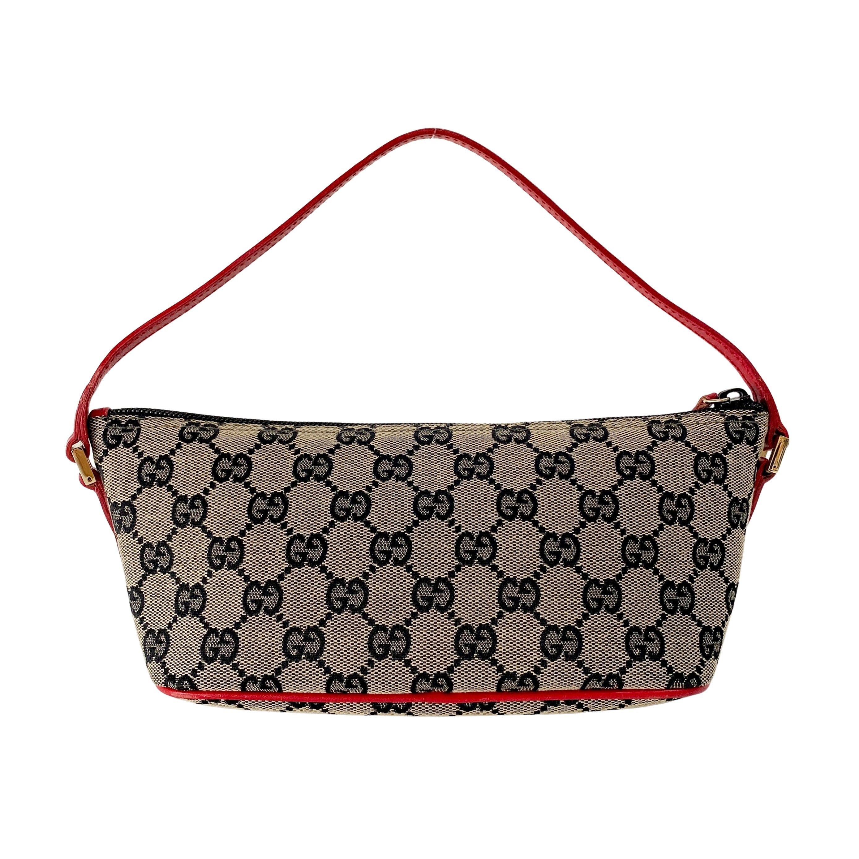 Boat Bag Red Leather GG Canvas Bag