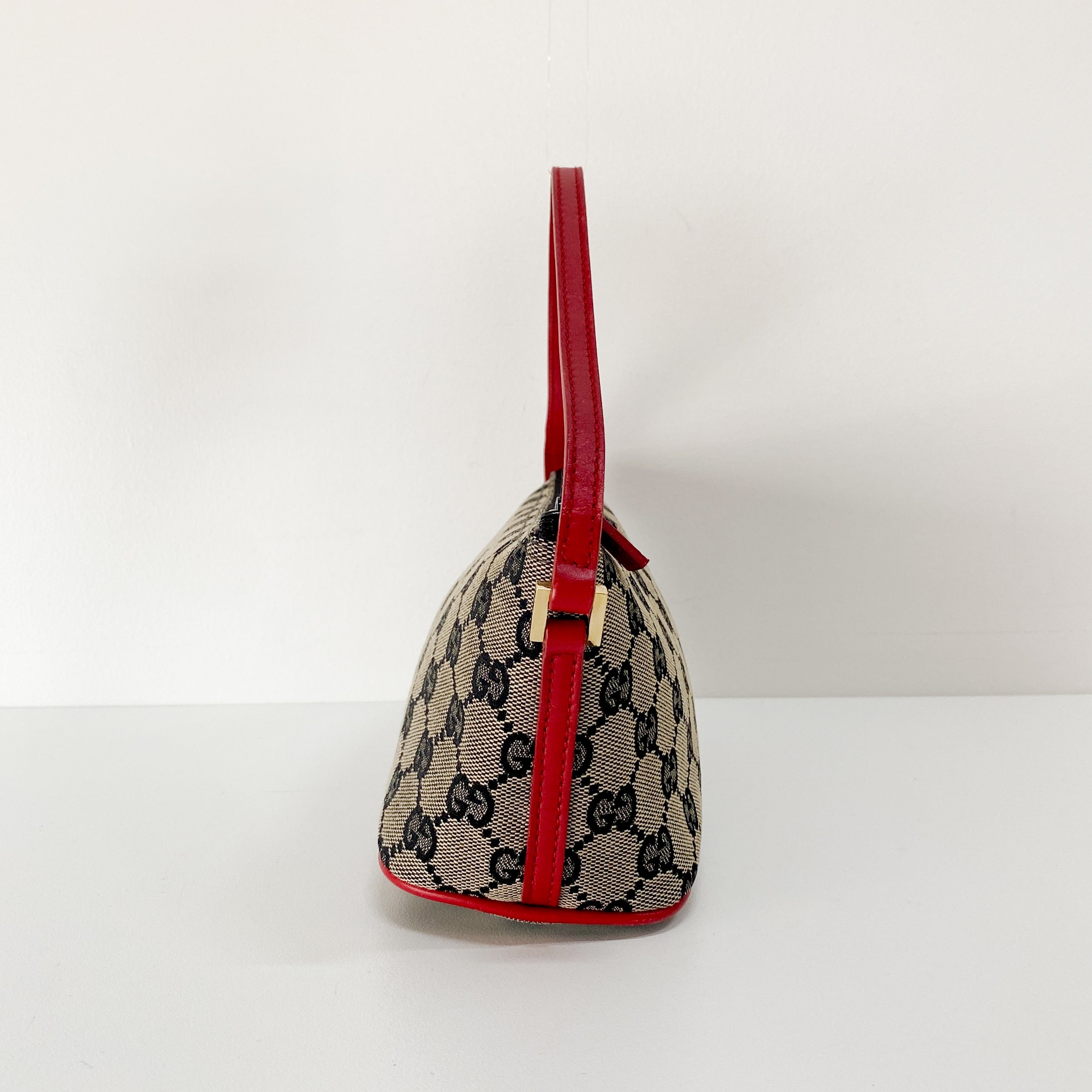 Boat Bag Red Leather GG Canvas Bag